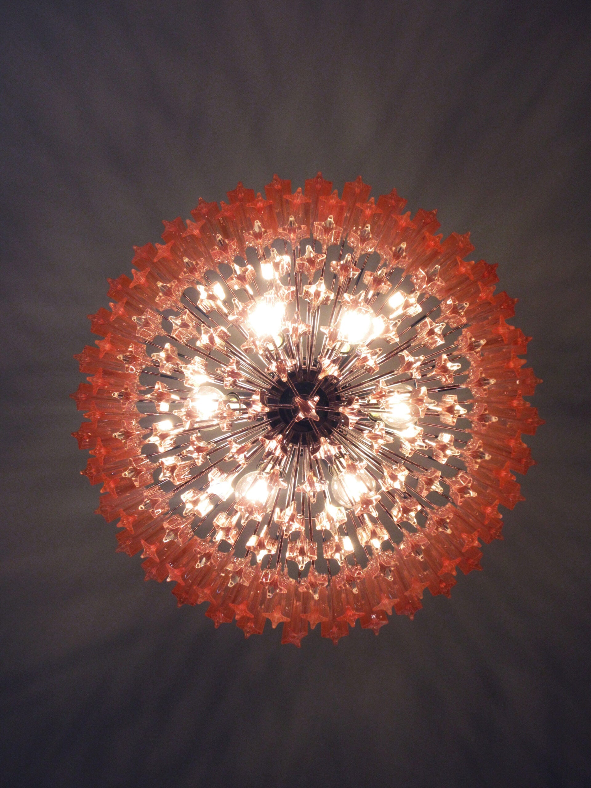 Mid-Century Murano Chandelier | Punto di Luce |  163 Pink Prism Glass