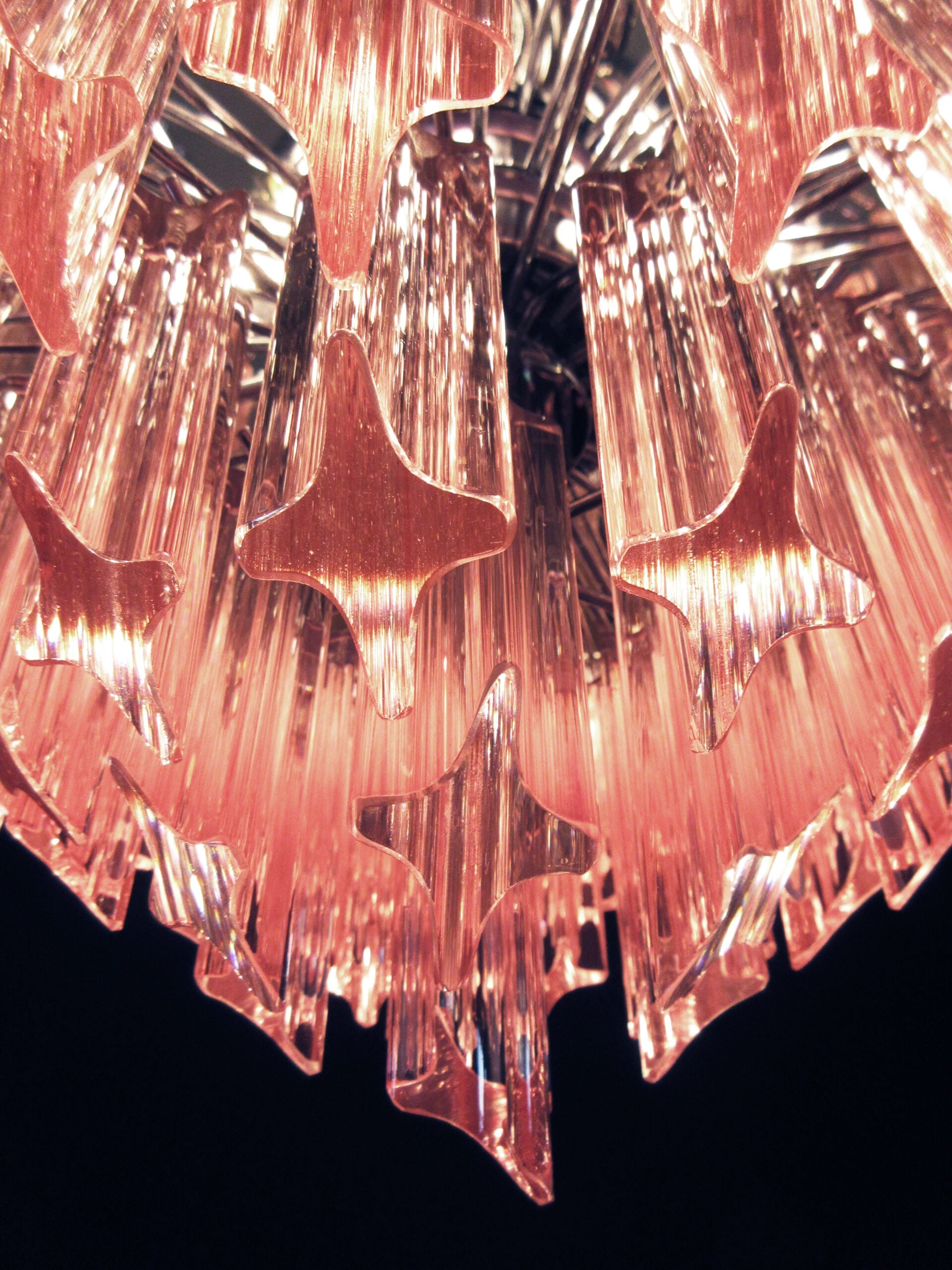 Mid-Century Murano Chandelier | Punto di Luce |  163 Pink Prism Glass