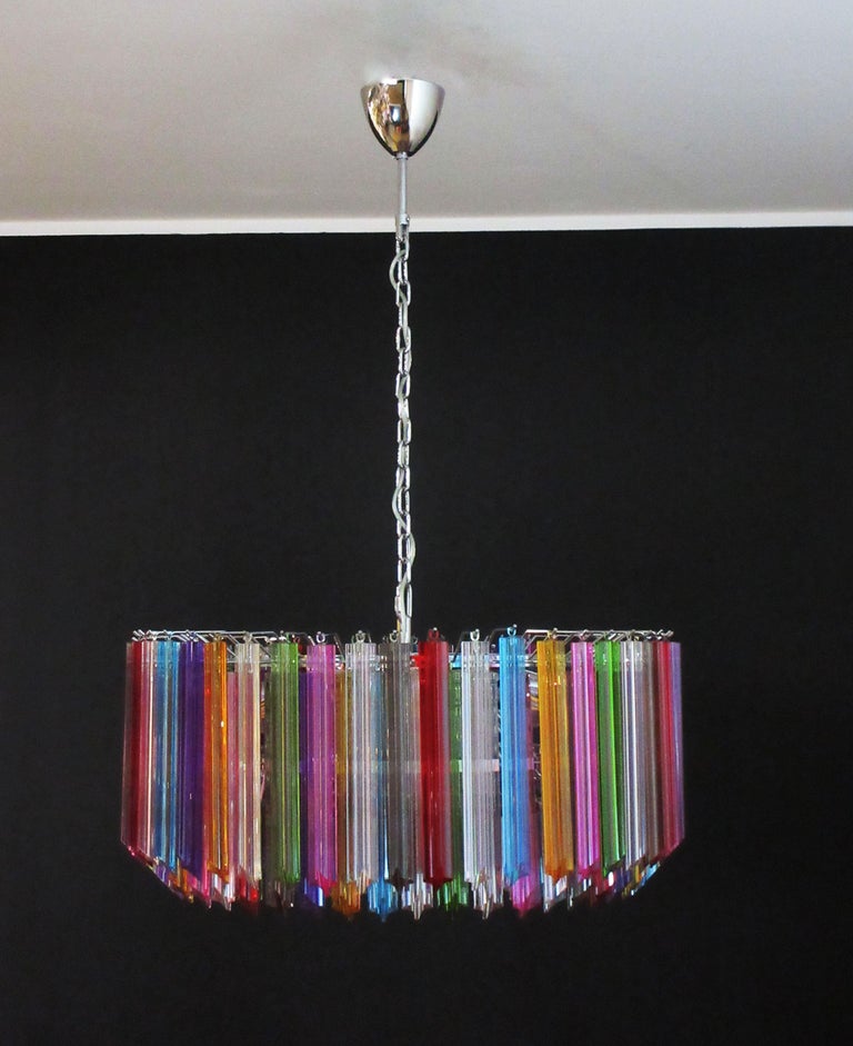 Mid-Century Murano Chandelier | Punto di Luce |  265 Multicolored Prism Glass