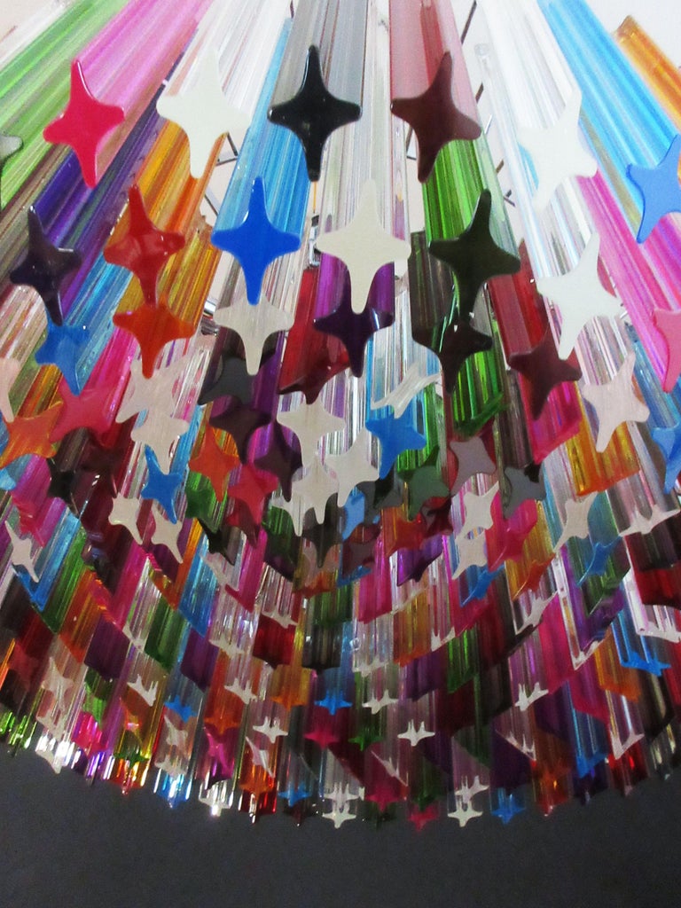 Mid-Century Murano Chandelier | Punto di Luce |  265 Multicolored Prism Glass