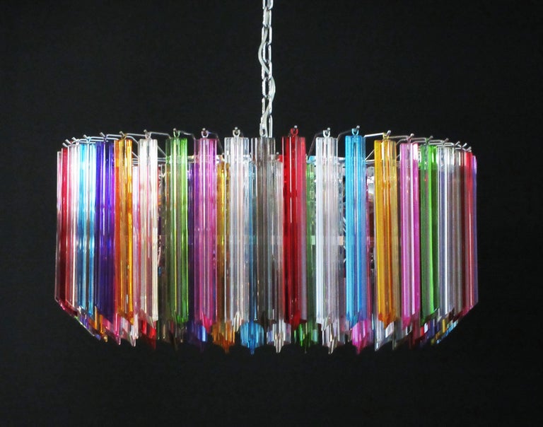 Mid-Century Murano Chandelier | Punto di Luce |  265 Multicolored Prism Glass