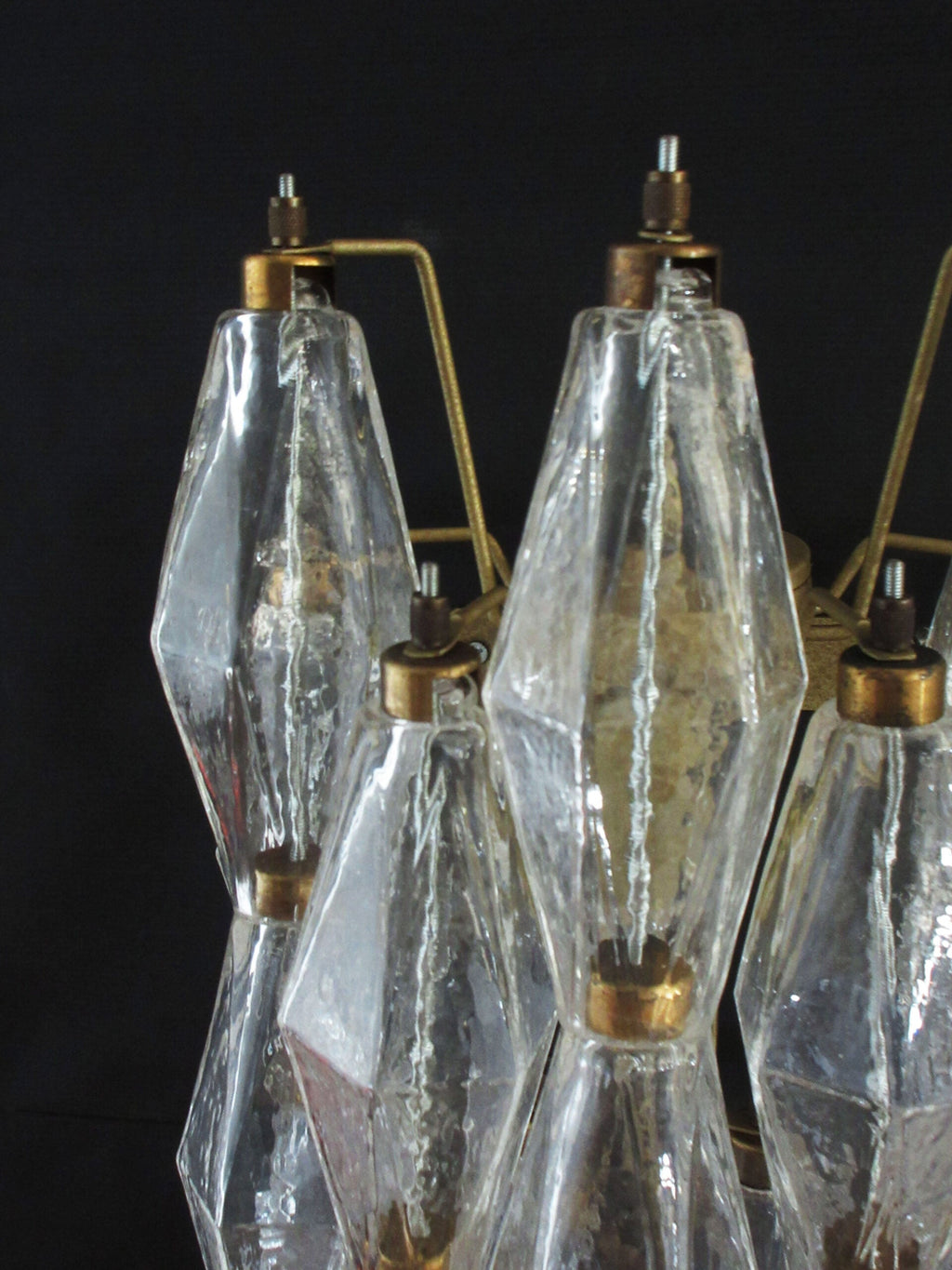 Mid-Century Murano Wandlampe | Punto di Luce | 16 klares Polyedri-Glas | Punto di Luce | 1 Paar