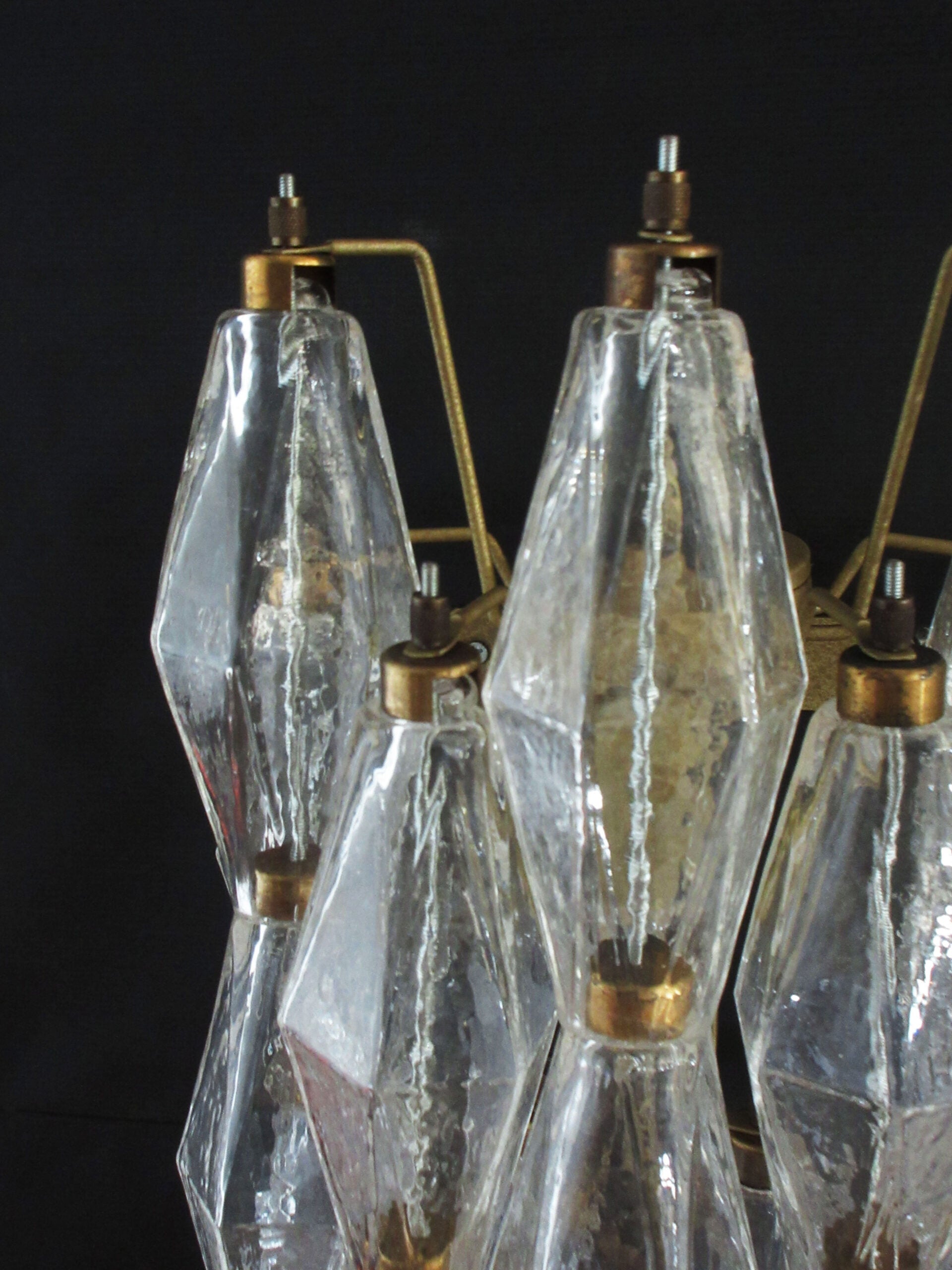 Mid-Century Murano Wall Lamp | Punto di Luce |  16 Clear Poliedri Glass | Punto di Luce |  1 Pair