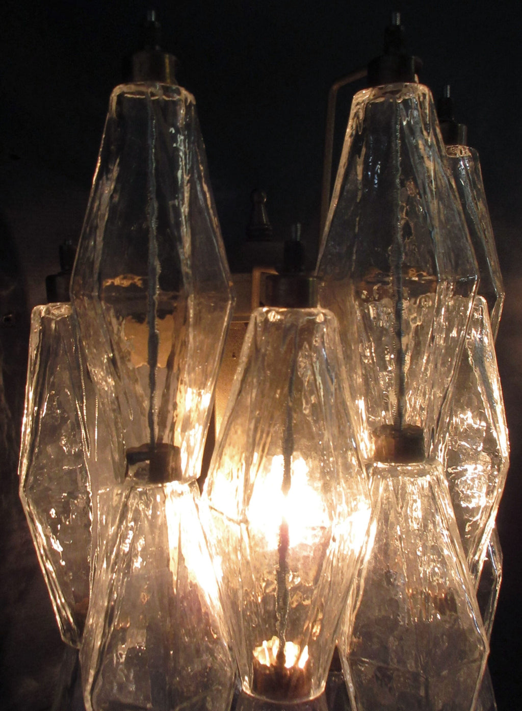 Mid-Century Murano Wandlampe | Punto di Luce | 16 klares Polyedri-Glas | Punto di Luce | 1 Paar