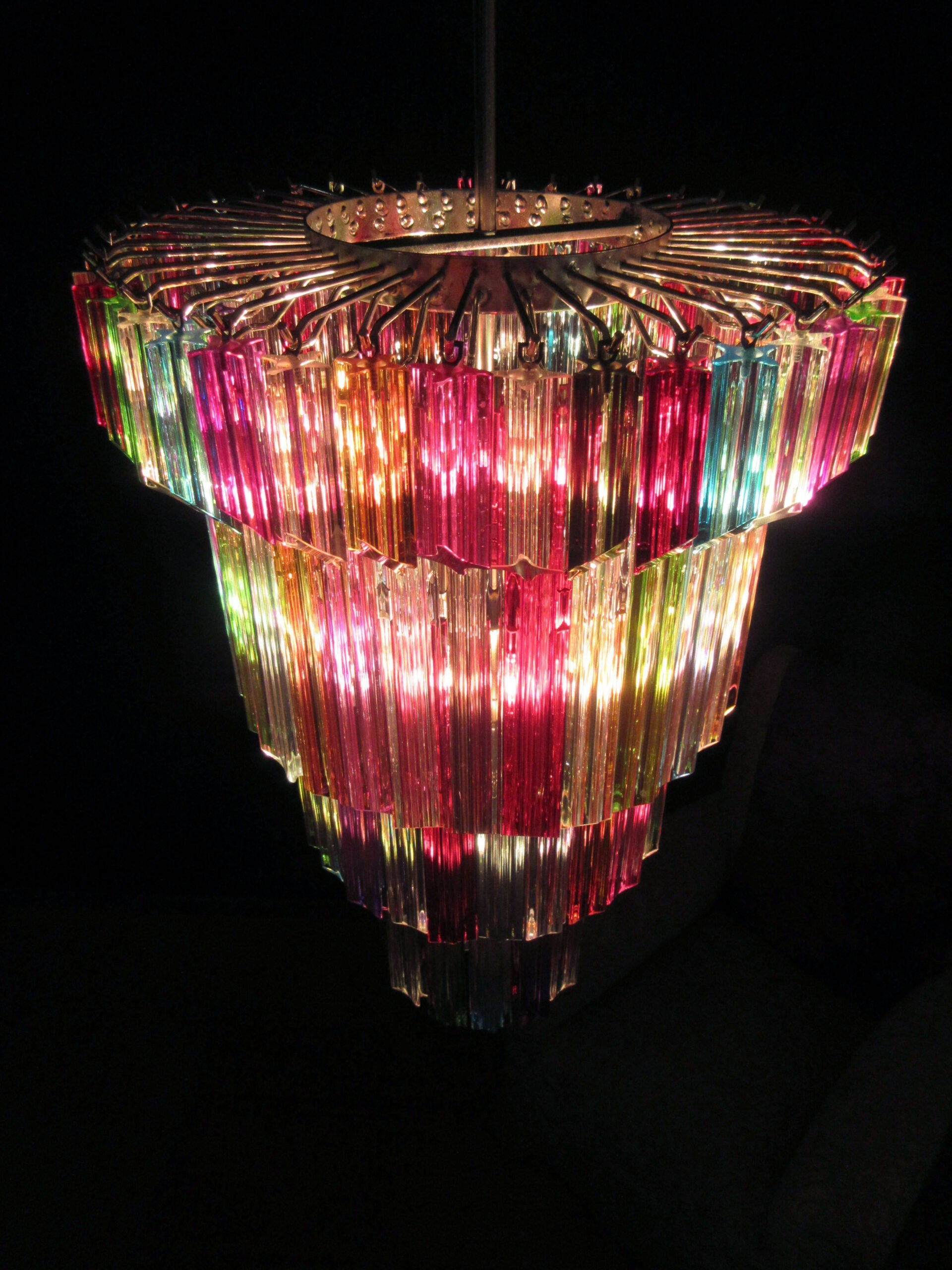 Mid-Century Murano Chandelier | Punto di Luce |  111 Multicolored Prism Glasses