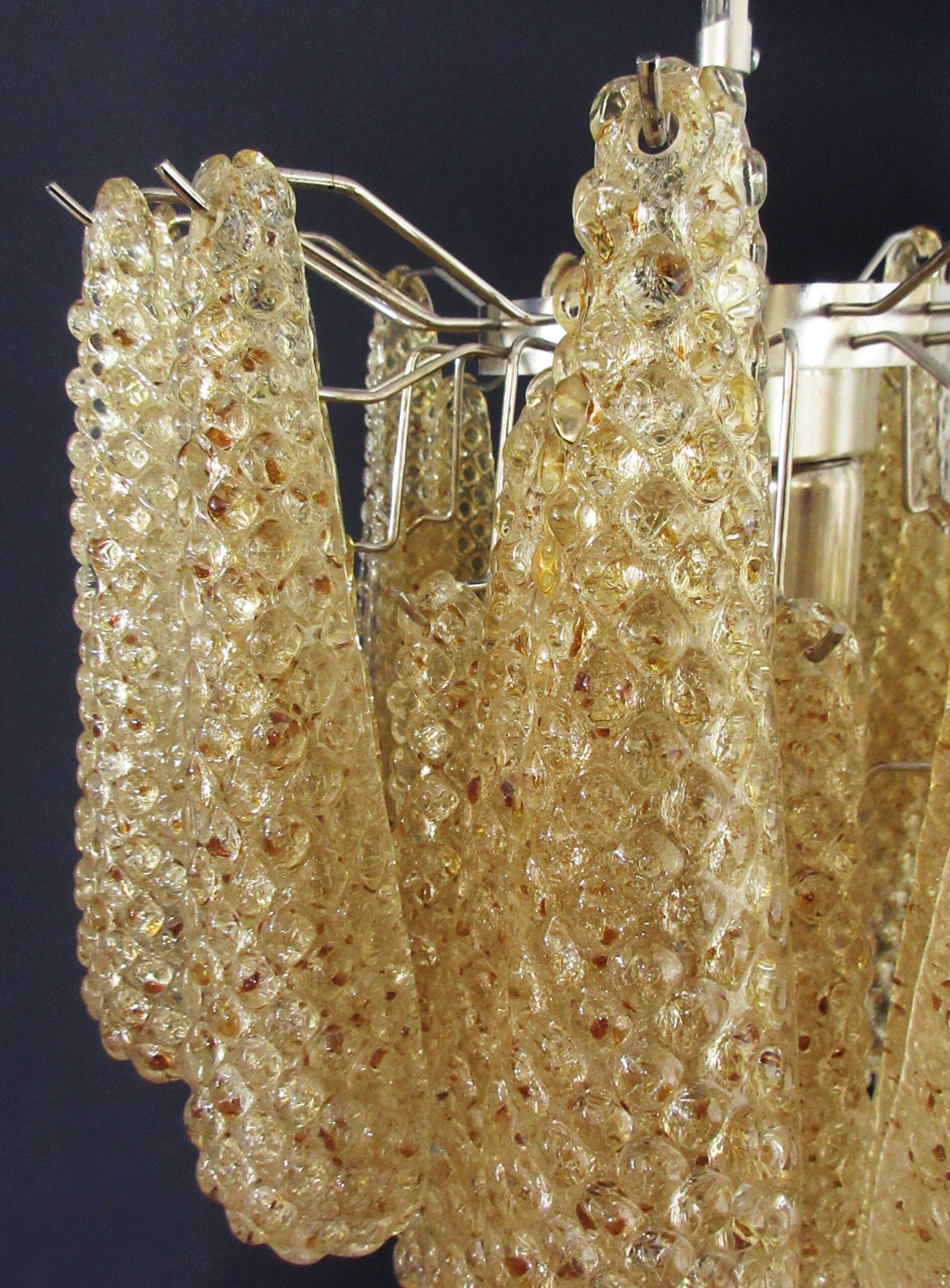 Mid-Century Murano Chandelier | Punto di Luce |  41 Yellow Drop Glasses