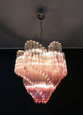 Murano-Kronleuchter aus der Mitte des 20. Jahrhunderts | Punto di Luce | 114 allmählich rosafarbene Prismenglas