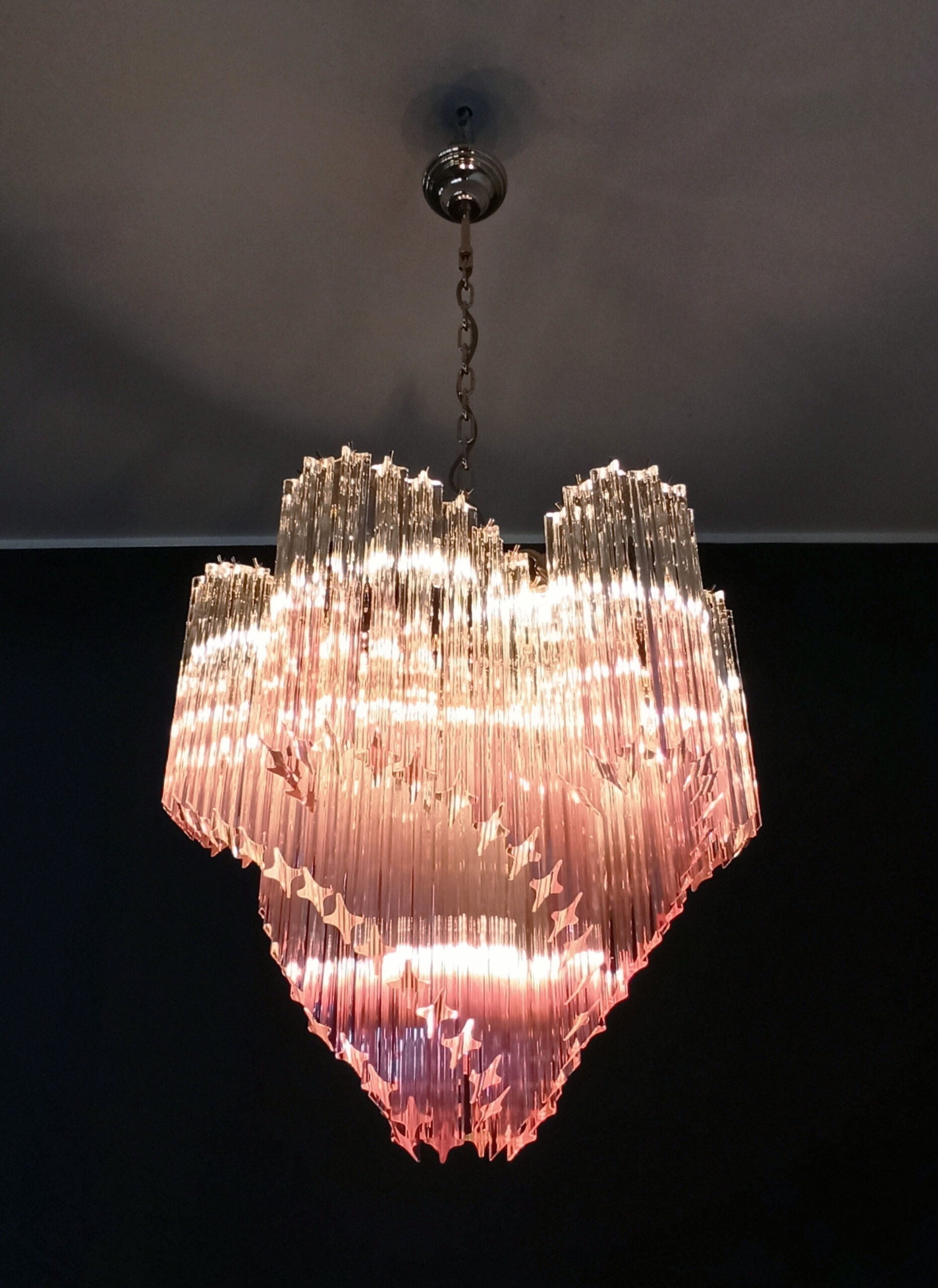 Mid-Century Murano Chandelier | Punto di Luce |  114 Gradually Pink Prism Glass