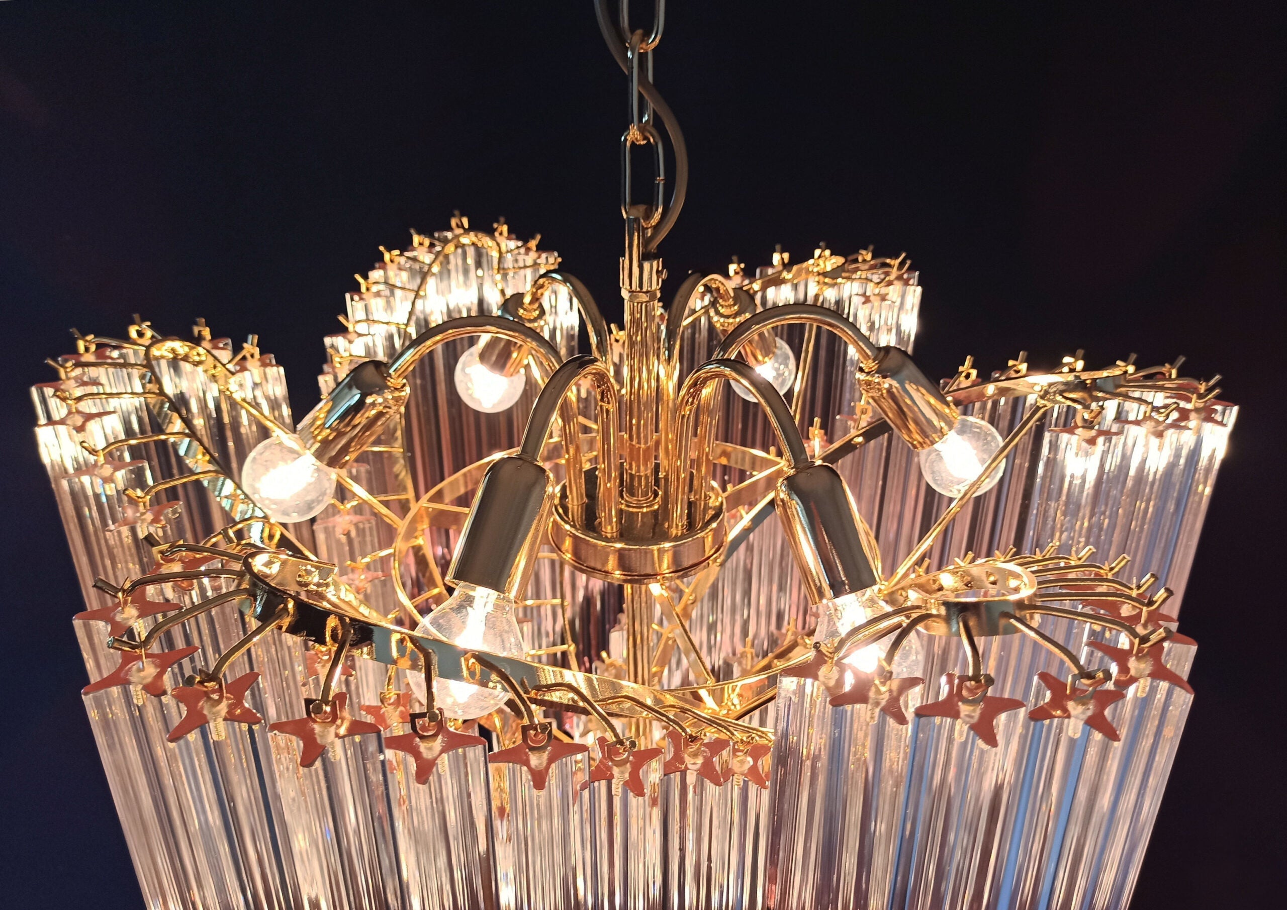 Mid-Century Murano Chandelier | Punto di Luce |  114 Gradually Pink Prism Glass
