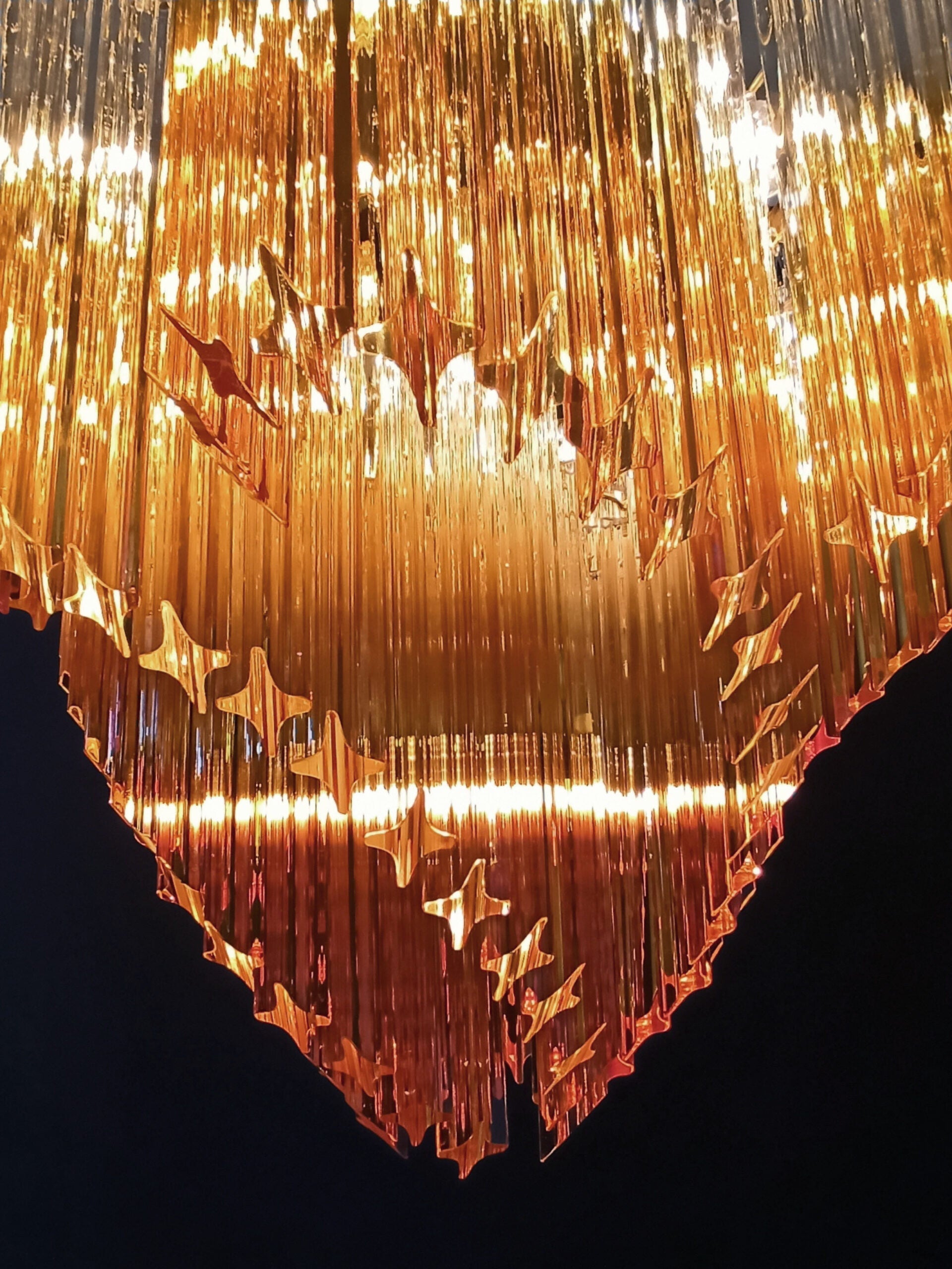 Mid-Century Murano Chandelier | Punto di Luce |  114 Gradually Yellow Prism Glass