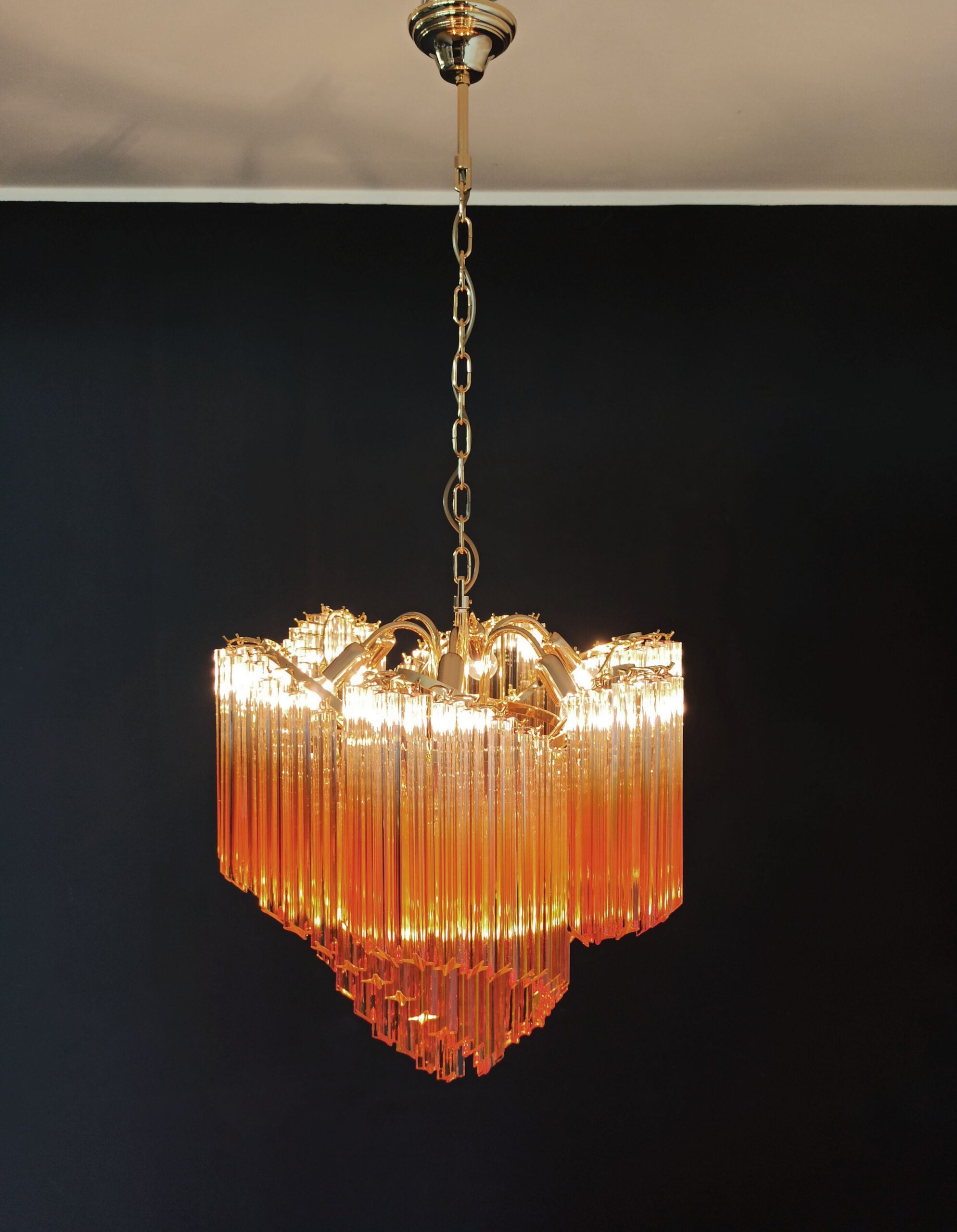 Mid-Century Murano Chandelier | Punto di Luce |  114 Gradually Yellow Prism Glass