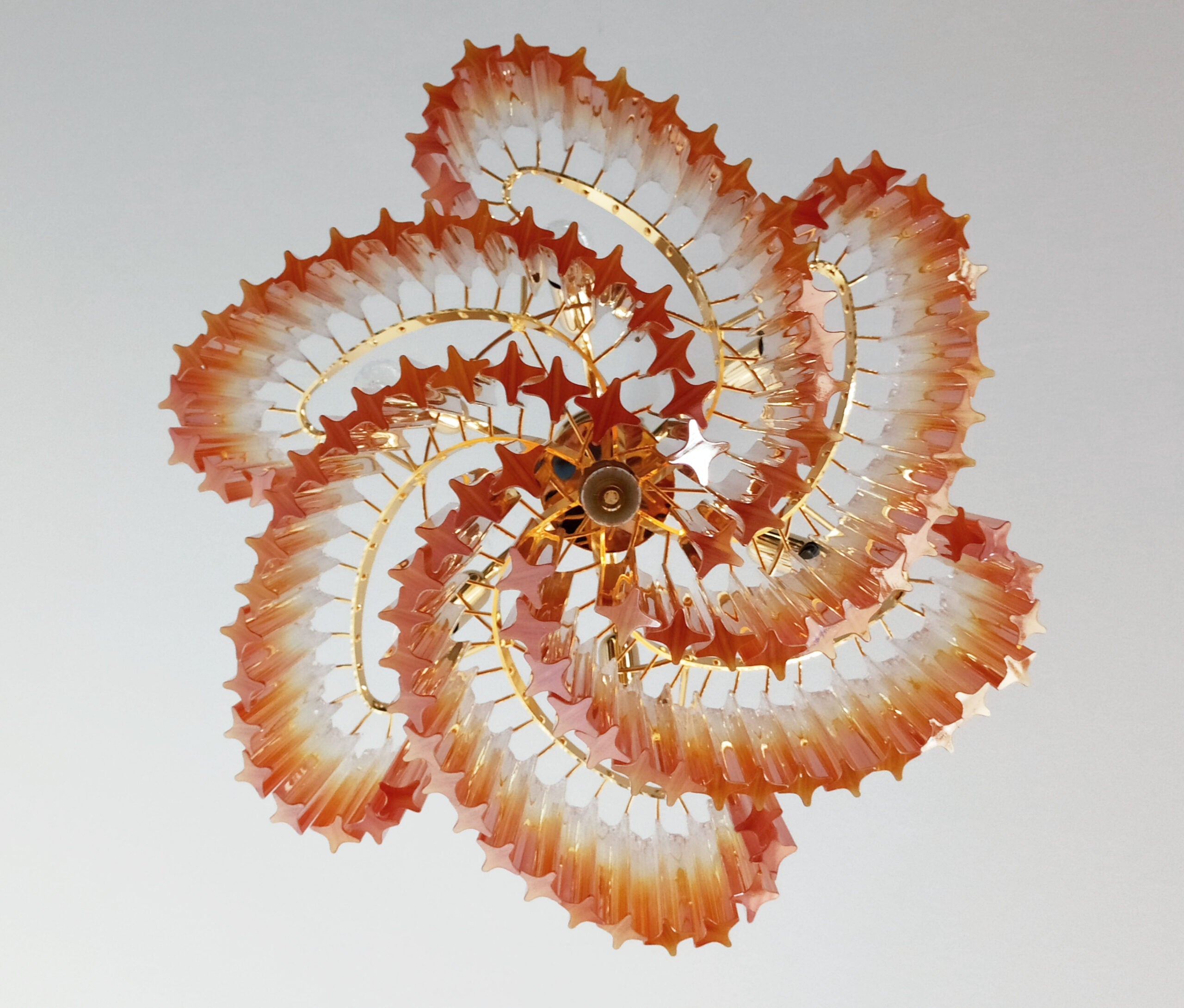 Mid-Century Murano Chandelier | Punto di Luce |  114 Gradually Yellow Prism Glass