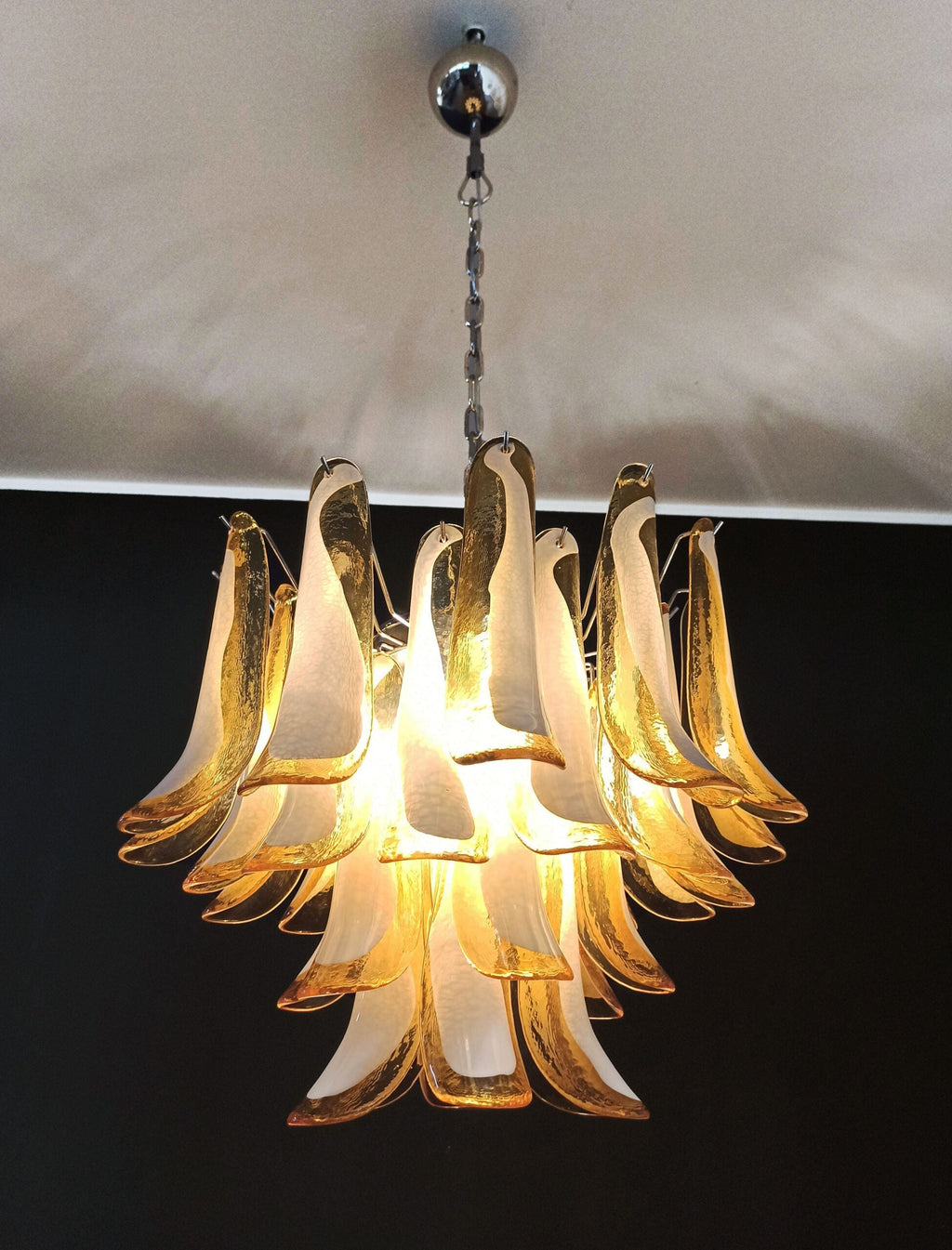 Mid-Century Murano Chandelier | Punto di Luce |  36 Yellow Petal Glass