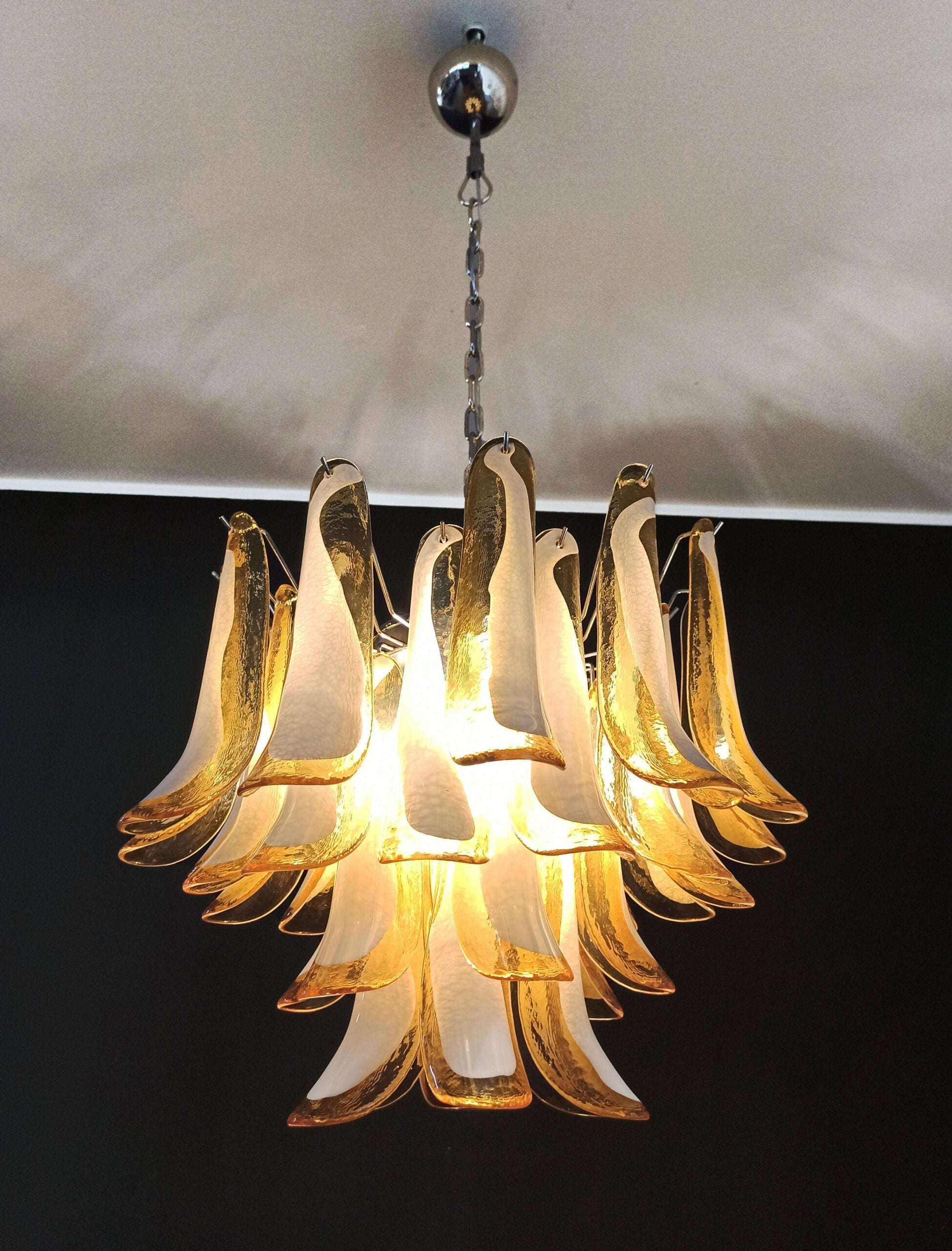 Mid-Century Murano Chandelier | Punto di Luce |  36 Yellow Petal Glass