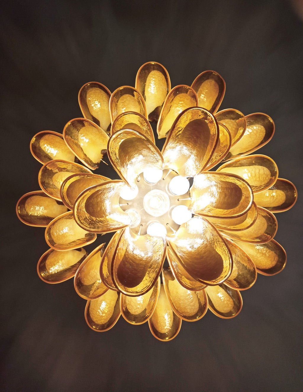 Mid-Century Murano Chandelier | Punto di Luce |  36 Yellow Petal Glass