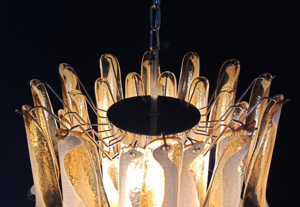 Mid-Century Murano Chandelier | Punto di Luce |  36 Yellow Petal Glass