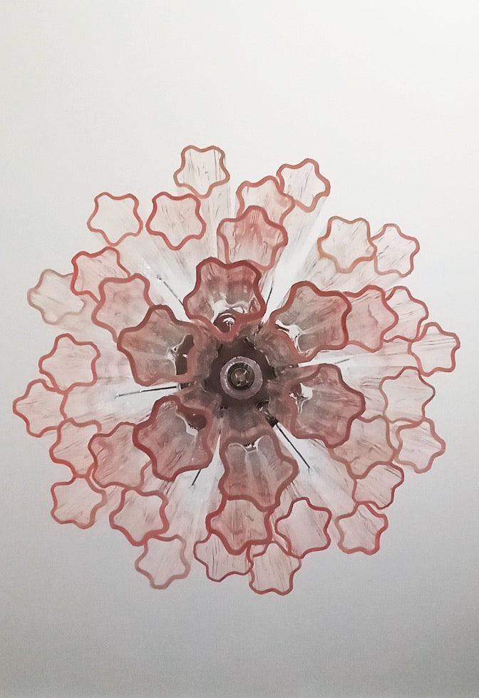 Mid-Century Murano Chandelier | Punto di Luce |  36 Gradually Pink Glass Tube