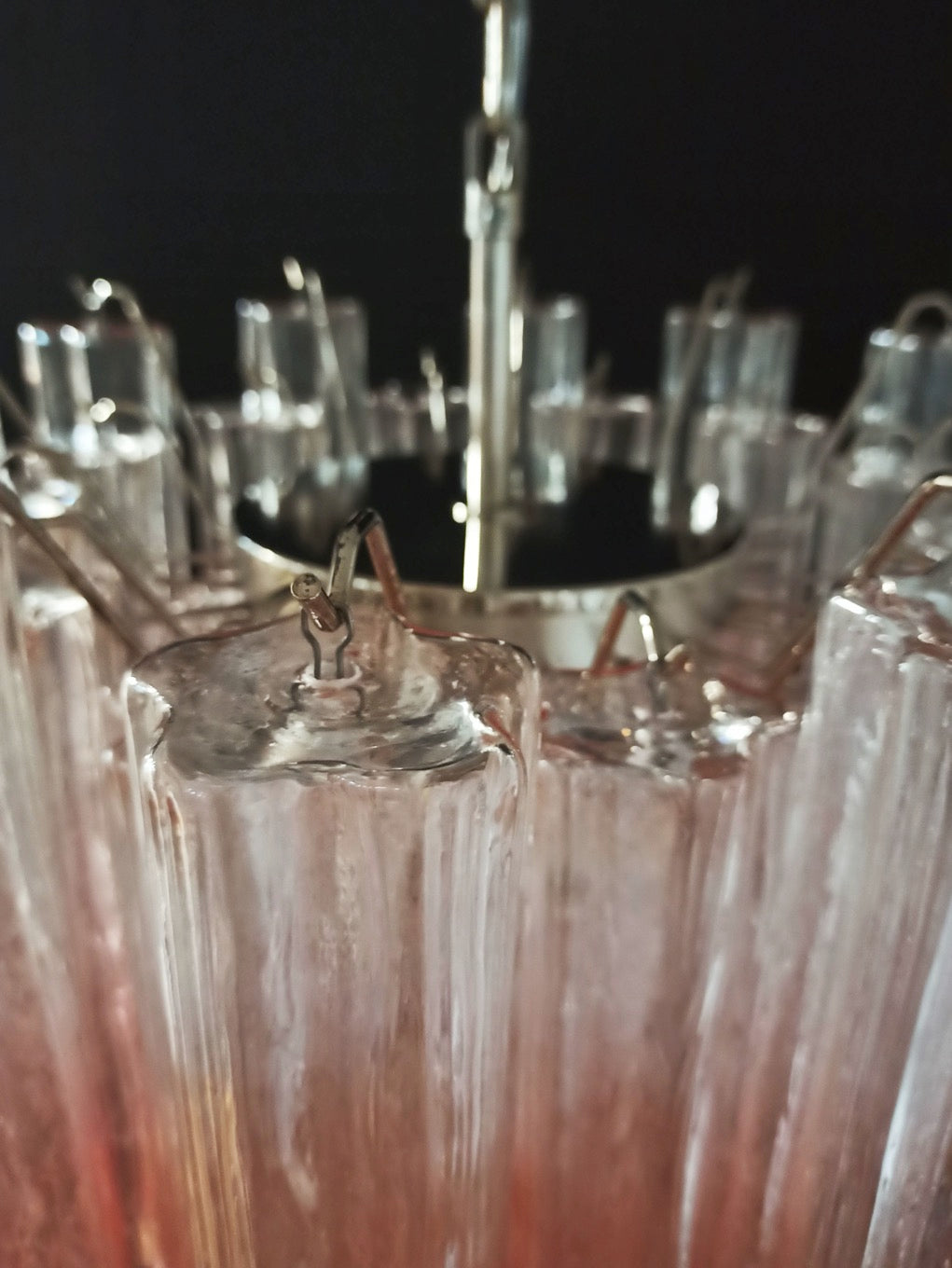 Mid-Century Murano Chandelier | Punto di Luce |  36 Gradually Pink Glass Tube