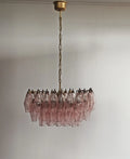 Mid-Century Murano Chandelier | Punto di Luce |  56 Pink Poliedri Glass