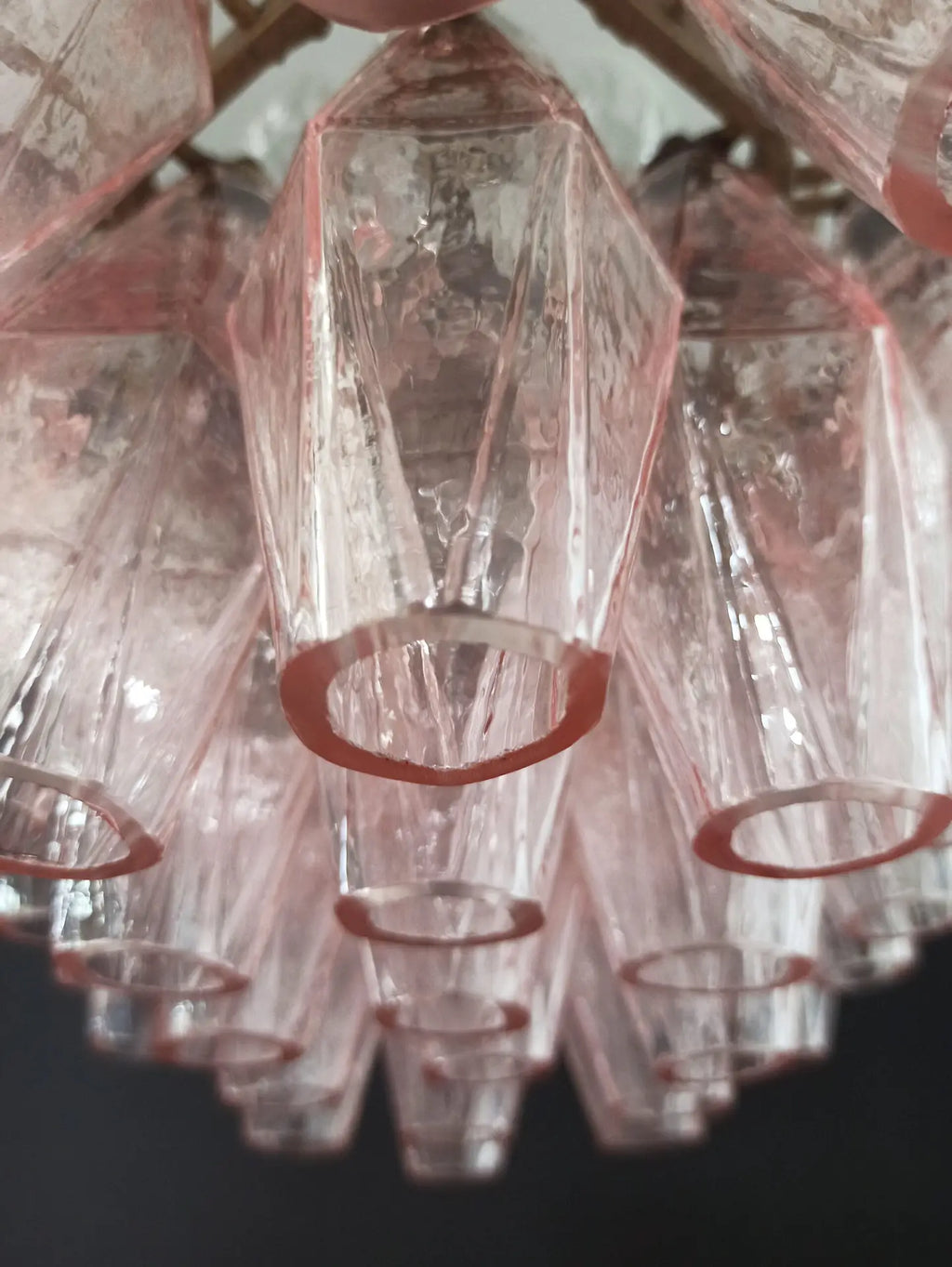 Mid-Century Murano Chandelier | Punto di Luce |  56 Pink Poliedri Glass