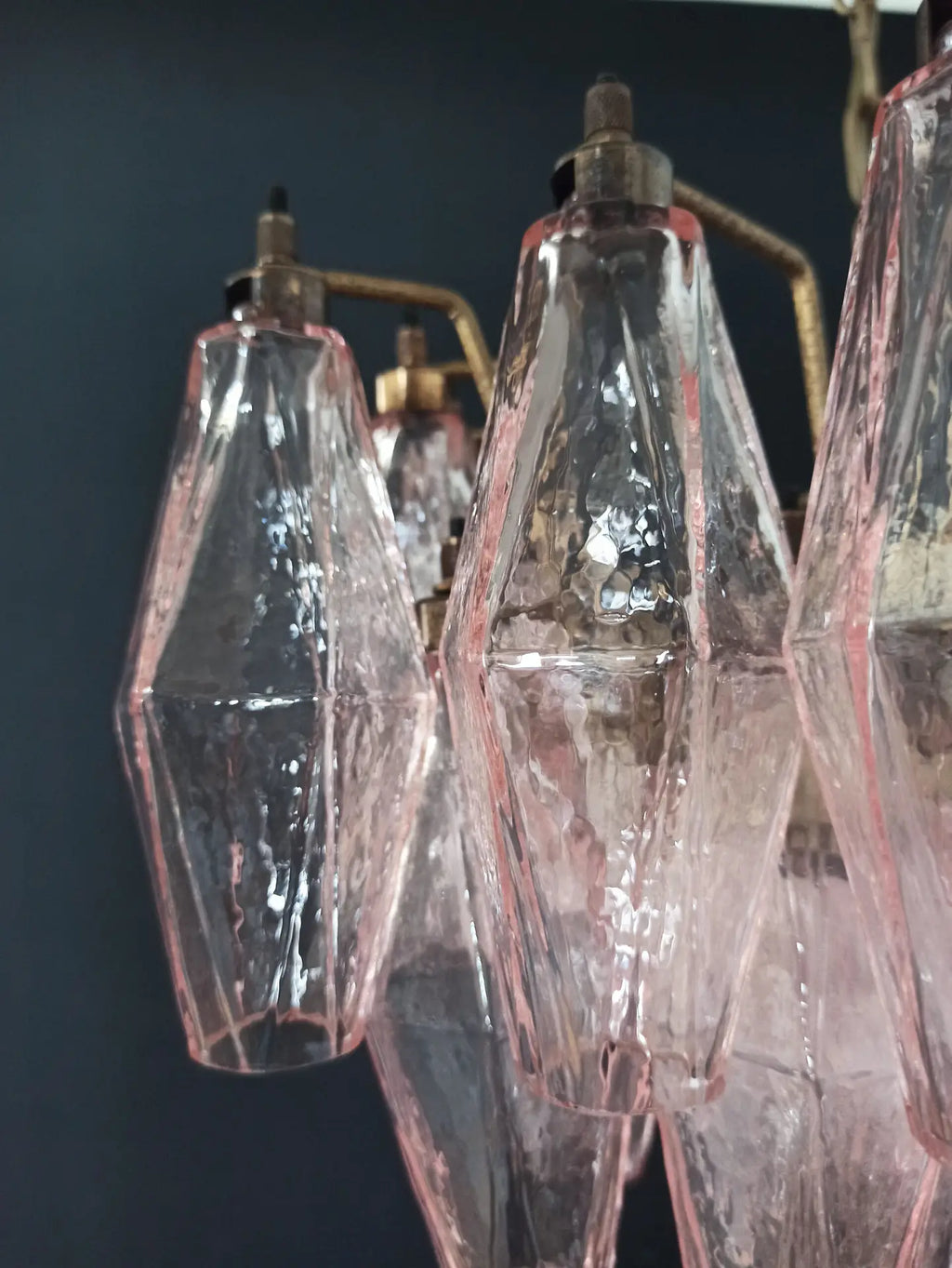 Mid-Century Murano Chandelier | Punto di Luce |  56 Pink Poliedri Glass