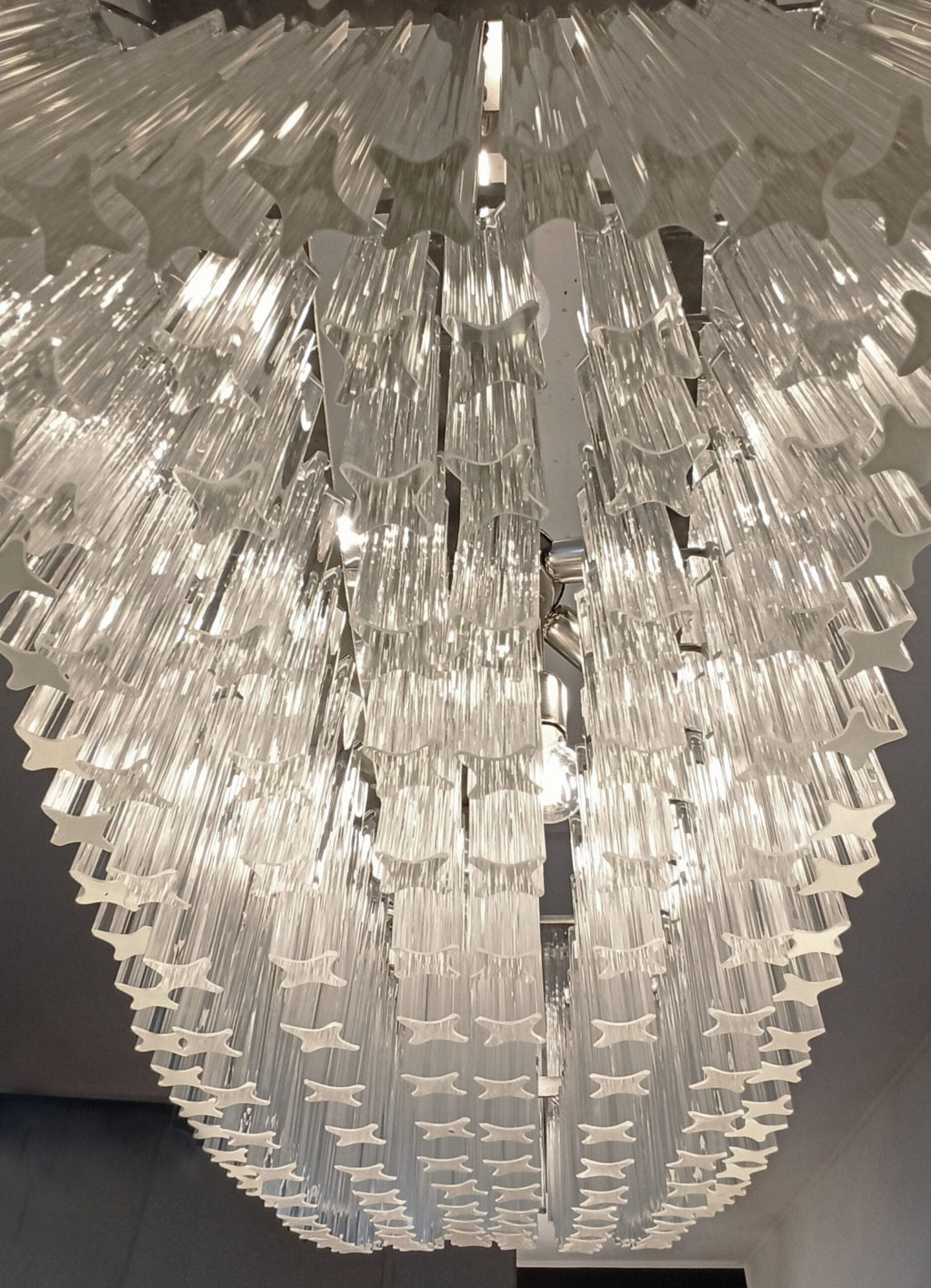 Candelabru Murano Mid-Century | Punto di Luce | 292 Sticlă cu prismă transparentă