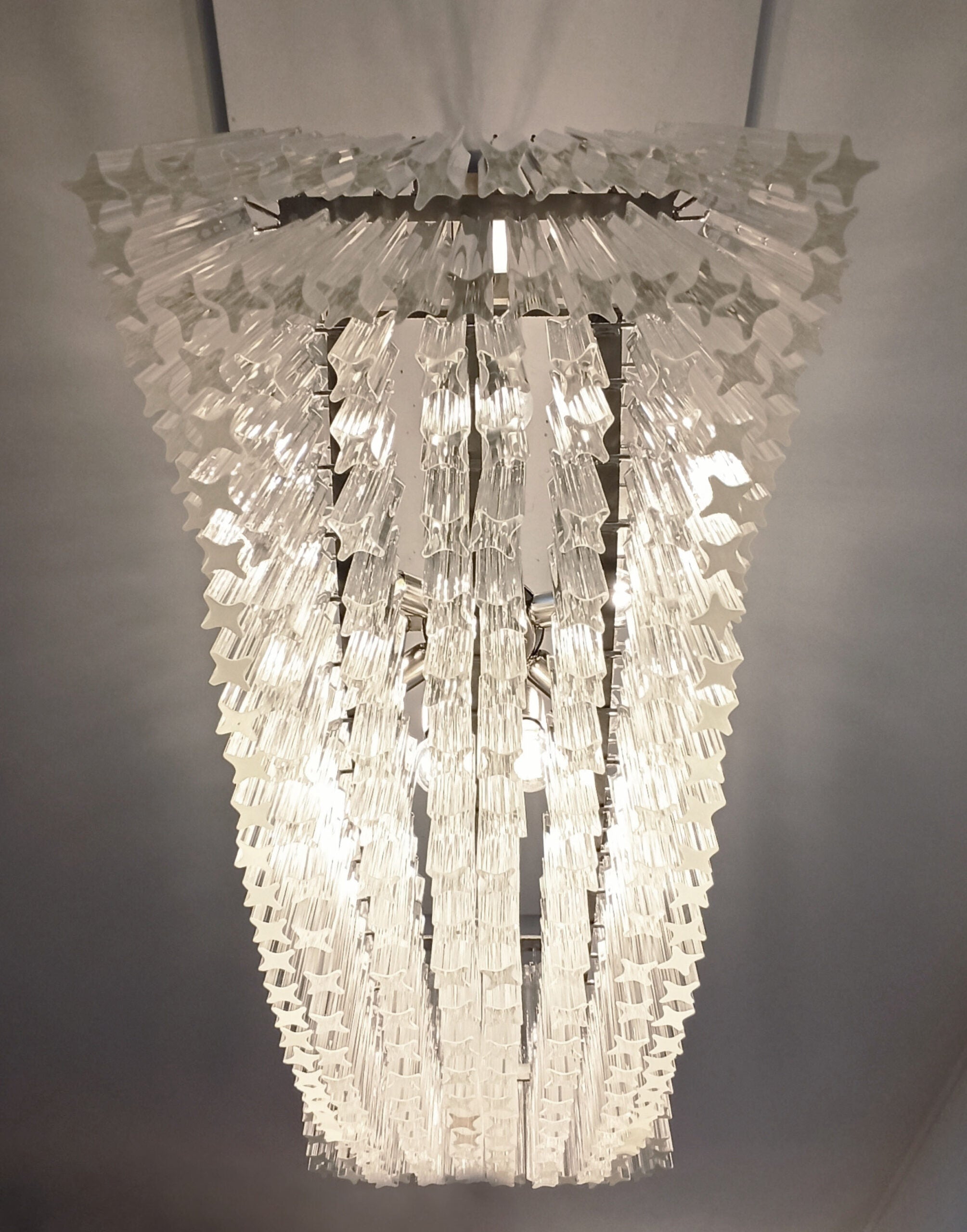 Candelabru Murano Mid-Century | Punto di Luce | 292 Sticlă cu prismă transparentă