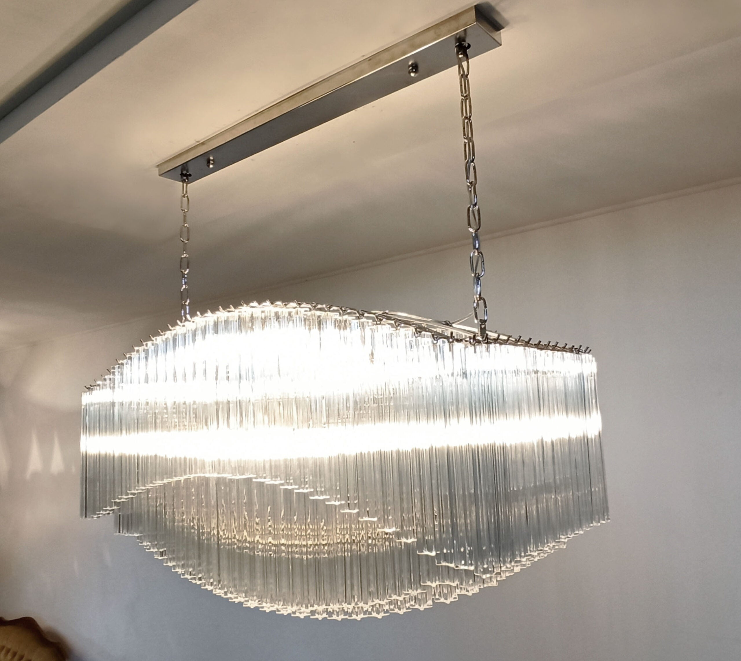 Mid-Century Murano Chandelier | Punto di Luce |  292 Clear Prism Glass