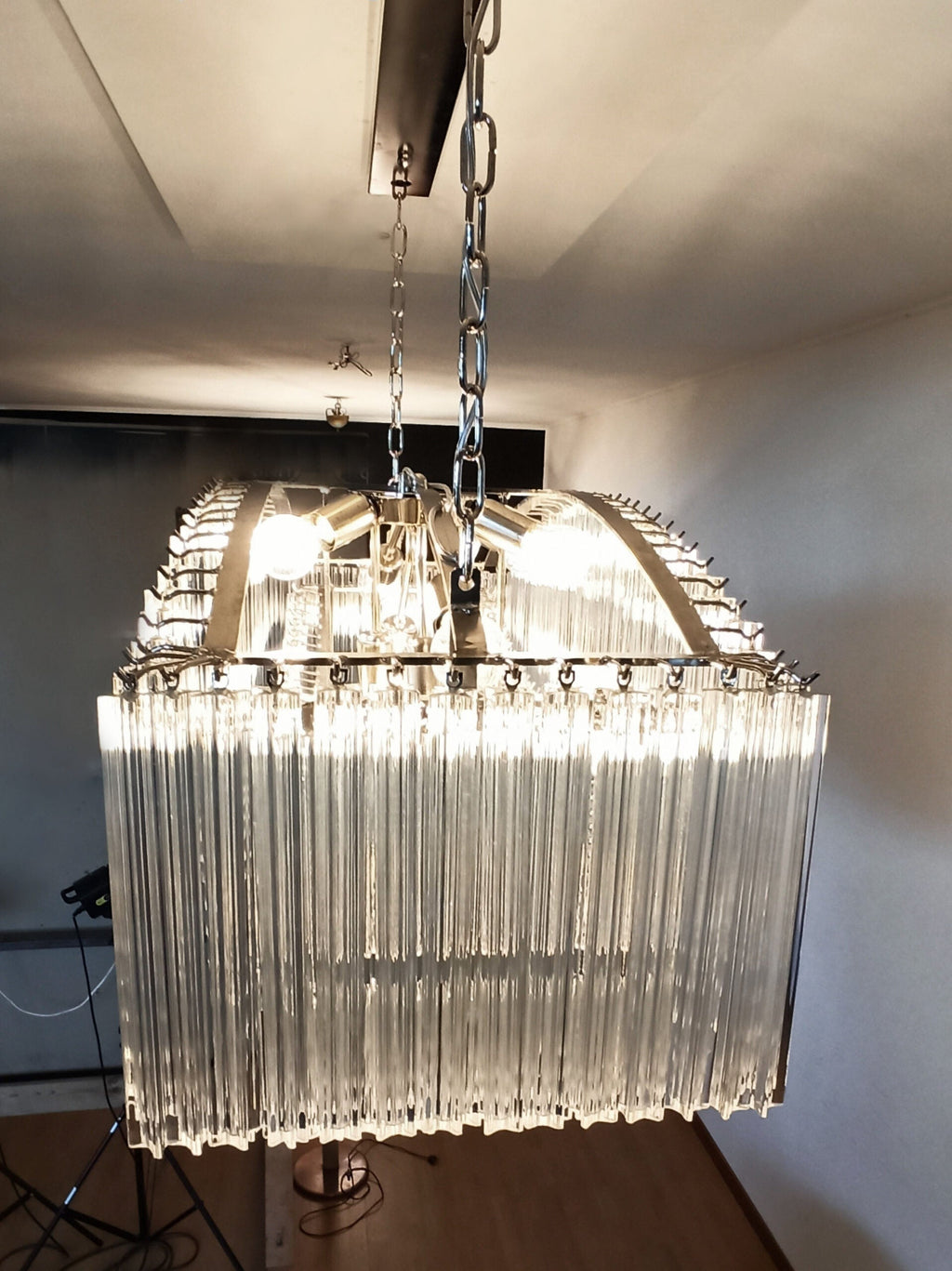Candelabru Murano Mid-Century | Punto di Luce | 292 Sticlă cu prismă transparentă
