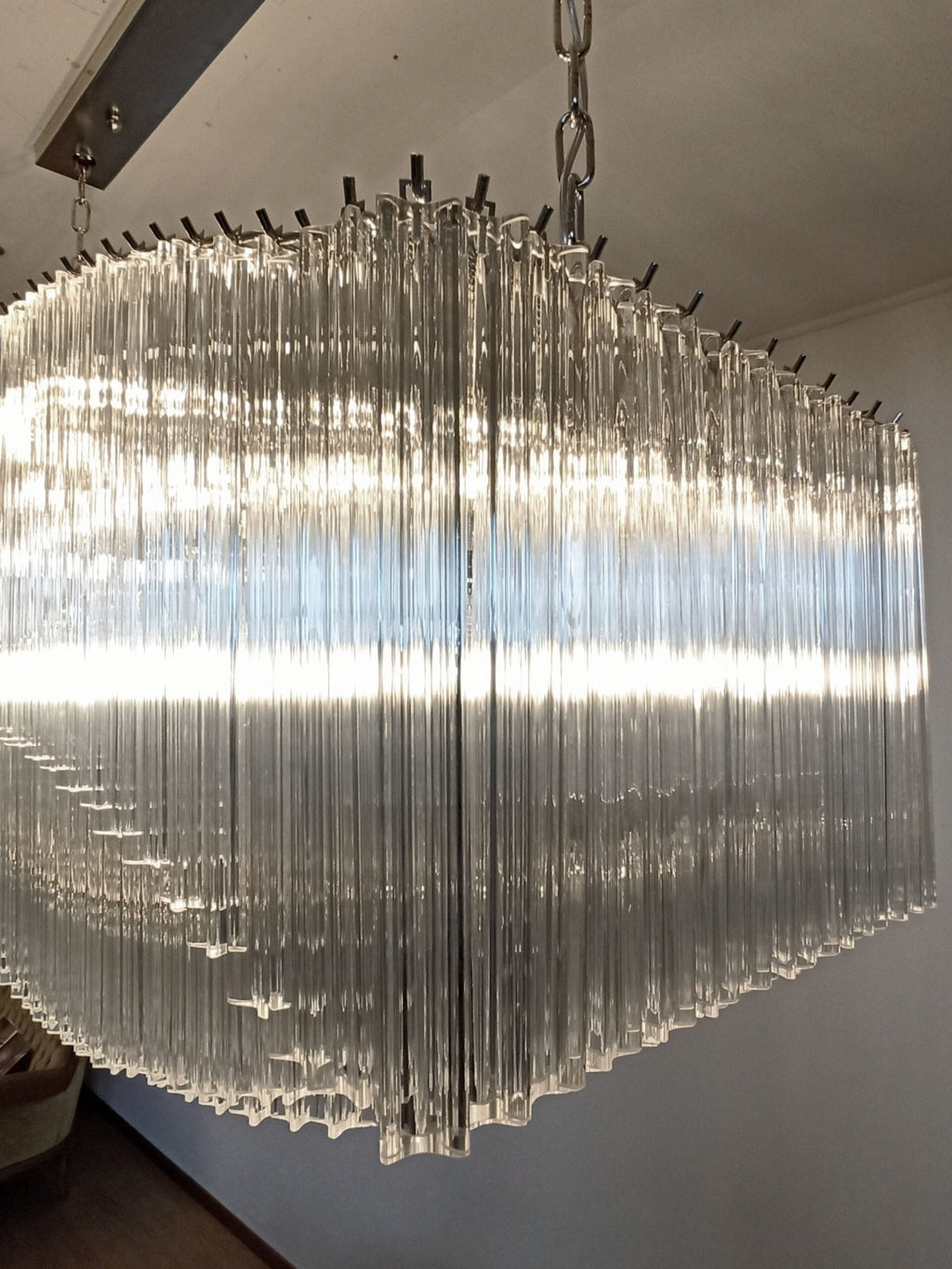 Candelabru Murano Mid-Century | Punto di Luce | 292 Sticlă cu prismă transparentă
