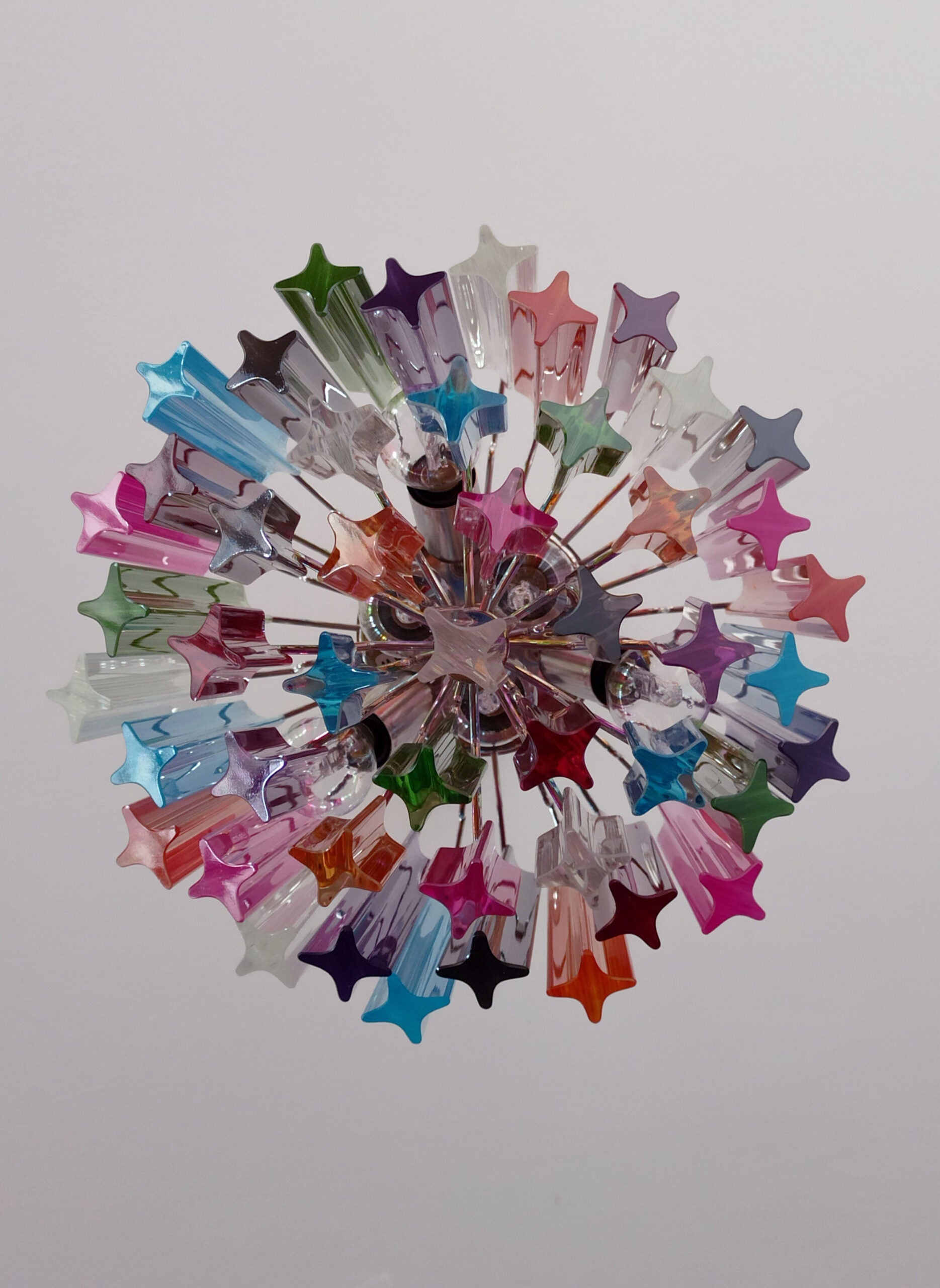 Mid-Century Murano Chandelier | Punto di Luce |  47 Multicolored Prism Glasses