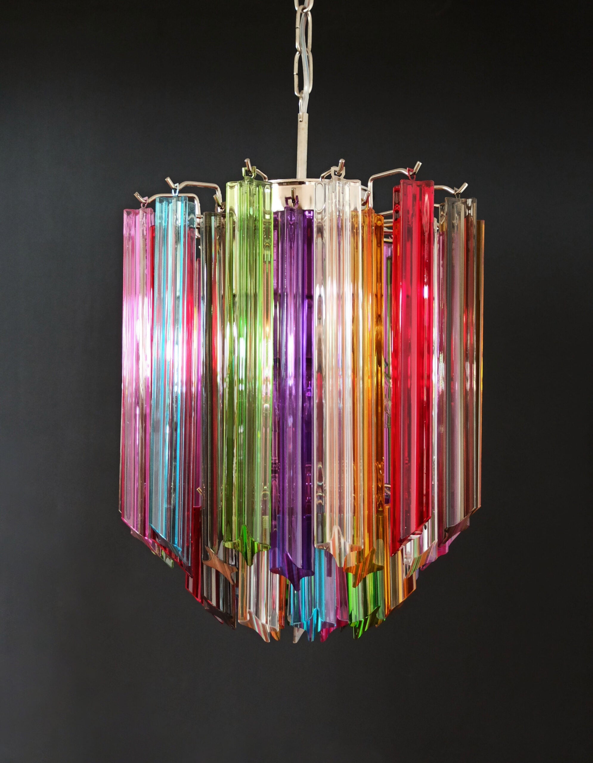Mid-Century Murano Chandelier | Punto di Luce |  47 Multicolored Prism Glasses