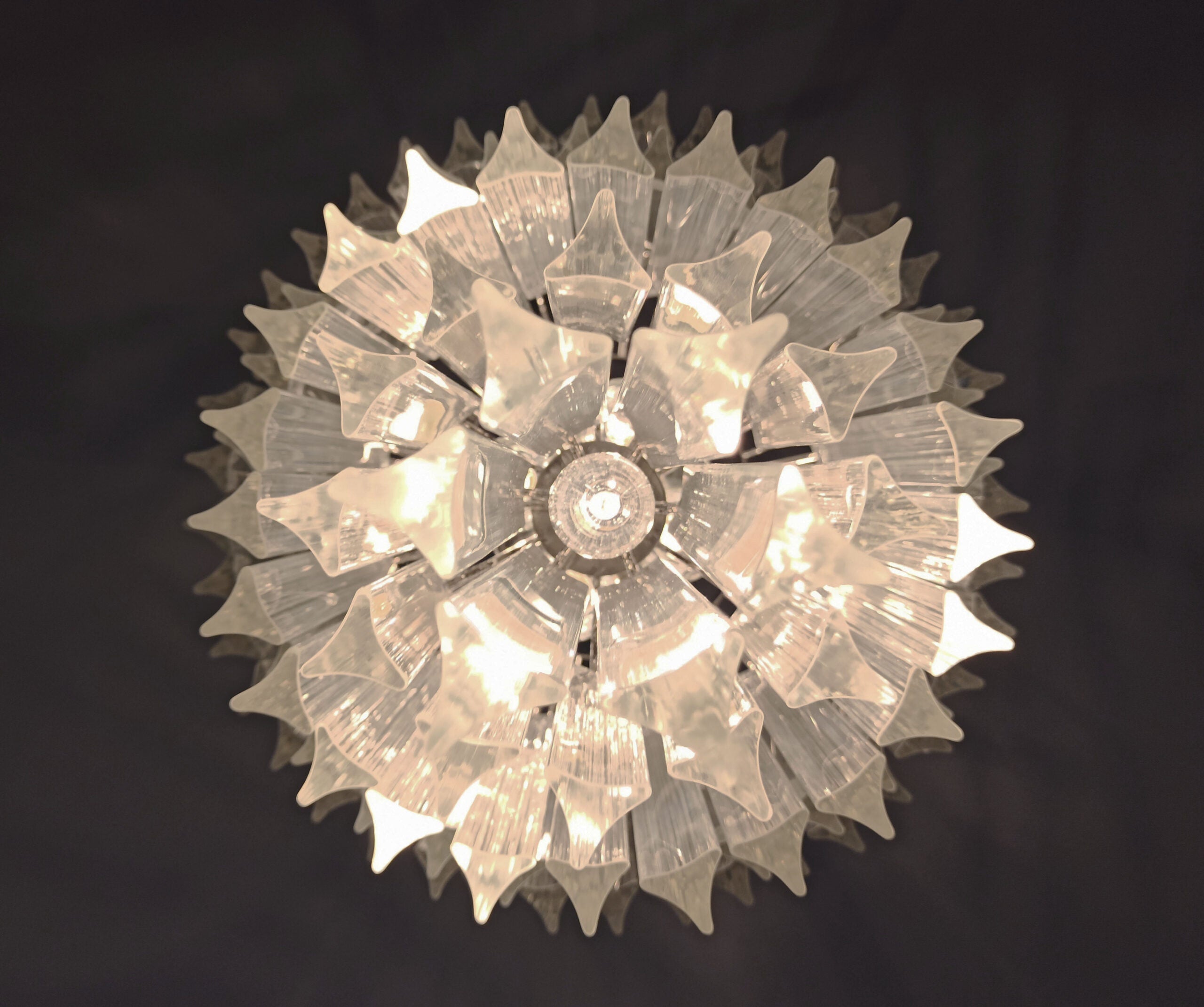 Mid-Century Murano Chandelier | Punto di Luce |  111 Clear Prism Glasses
