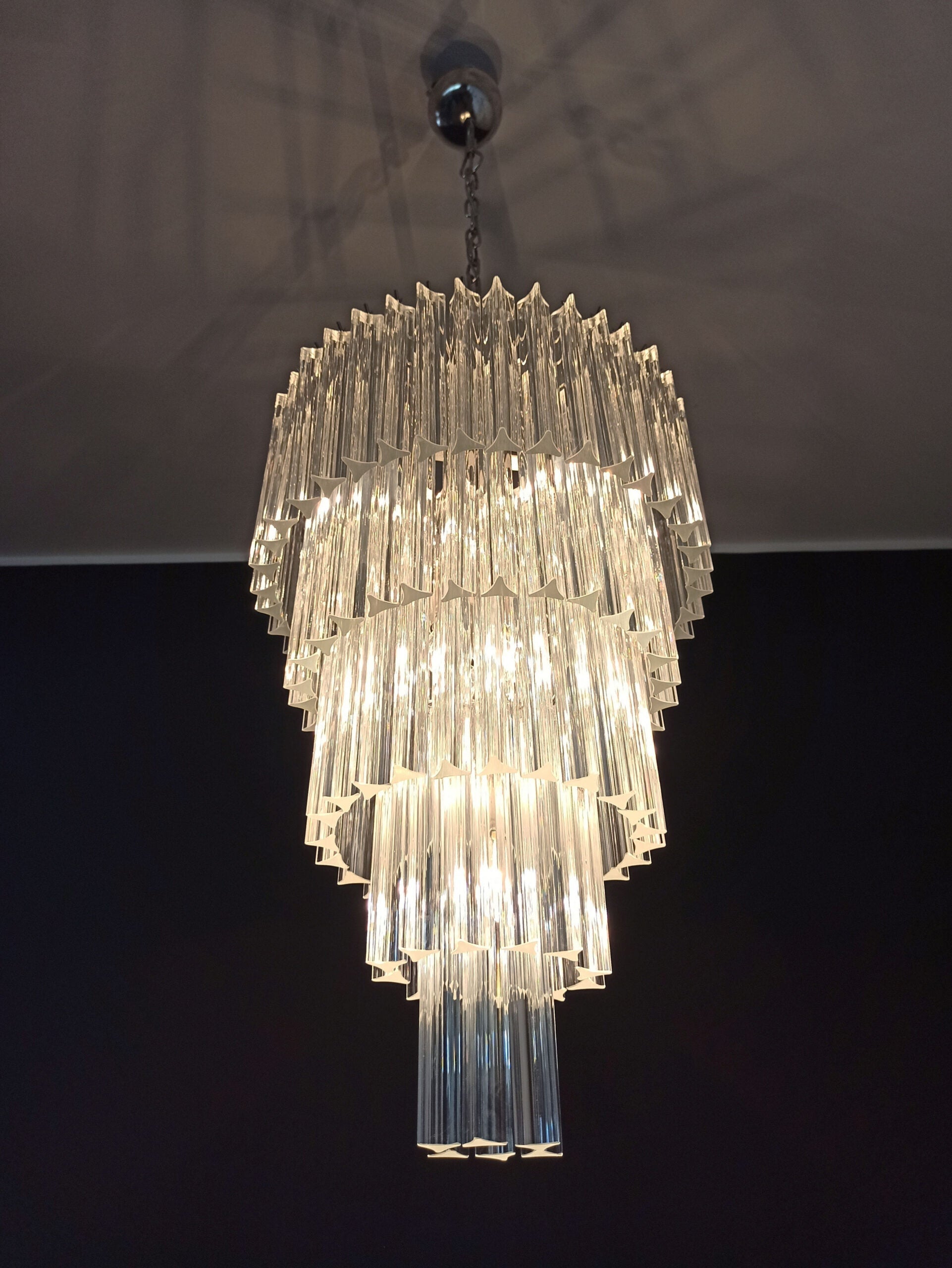 Mid-Century Murano Chandelier | Punto di Luce |  111 Clear Prism Glasses