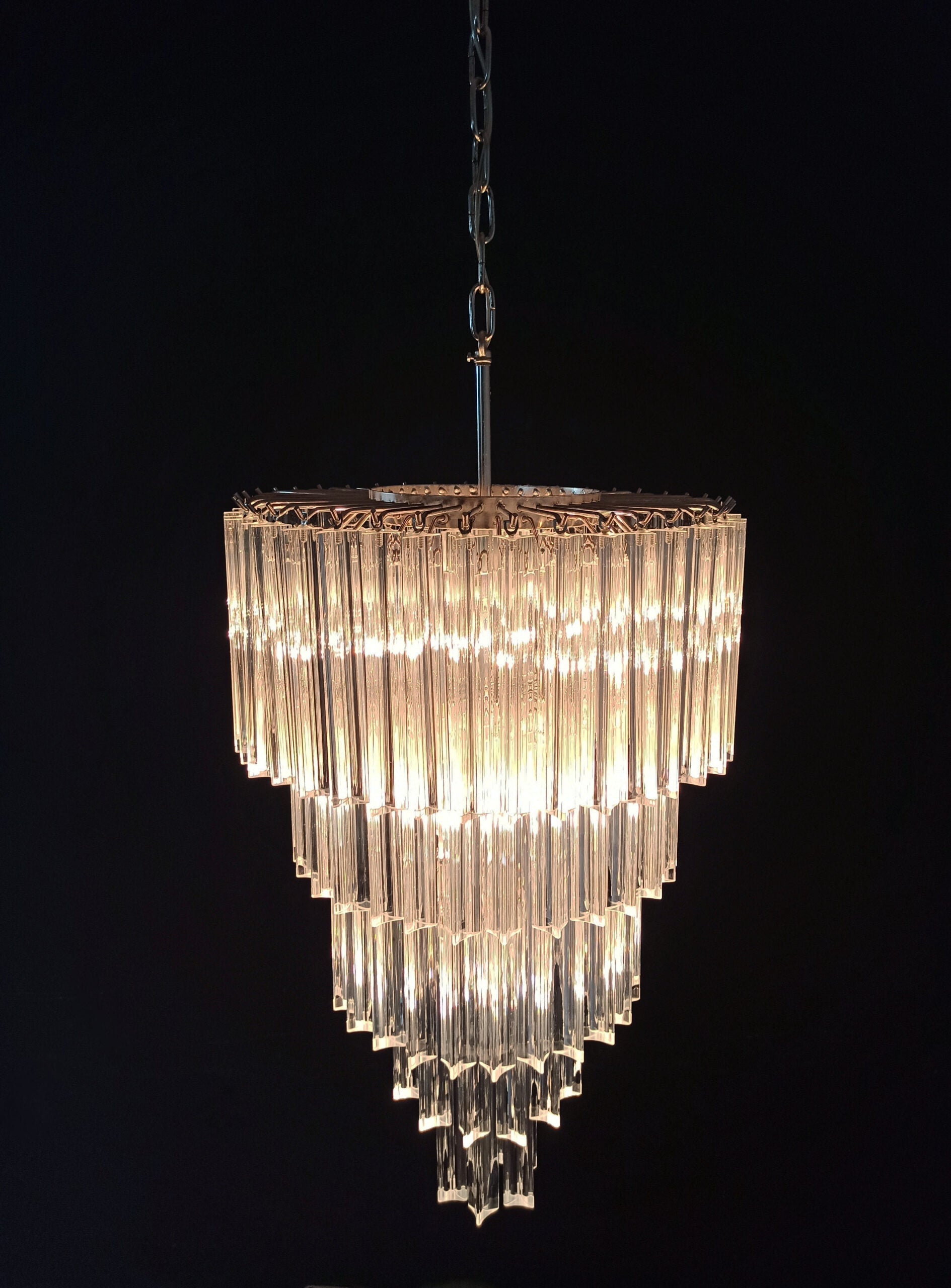 Mid-Century Murano Chandelier | Punto di Luce |  111 Clear Prism Glasses