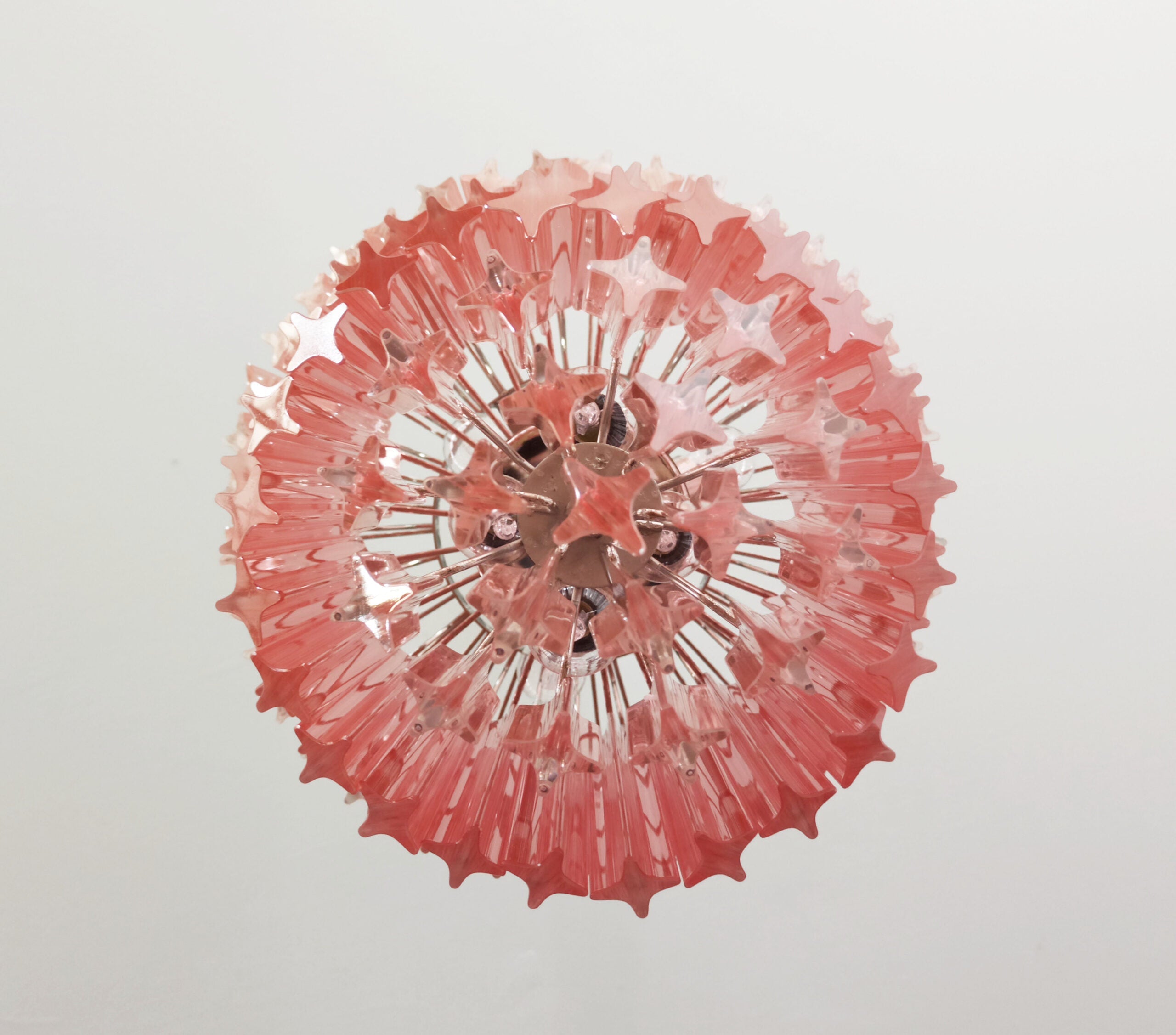 Mid-Century Murano Chandelier | Punto di Luce |  112 Pink Prism Glass
