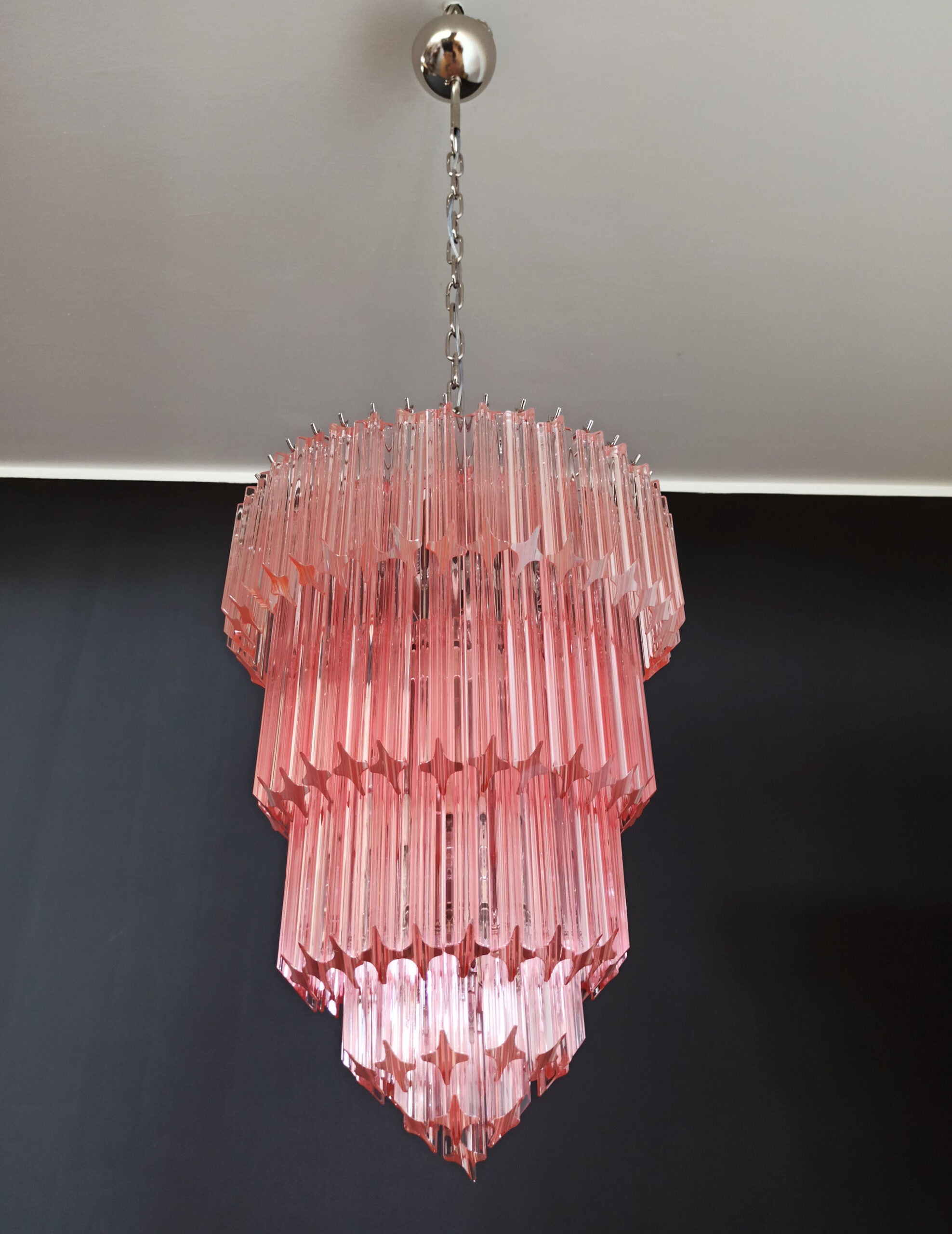 Mid-Century Murano Chandelier | Punto di Luce |  112 Pink Prism Glass