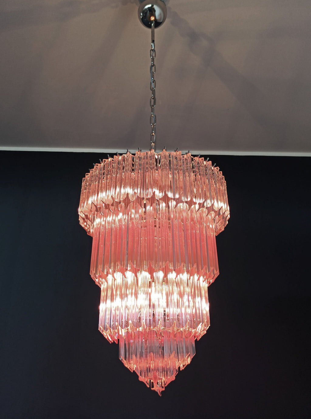 Mid-Century Murano Chandelier | Punto di Luce |  112 Pink Prism Glass