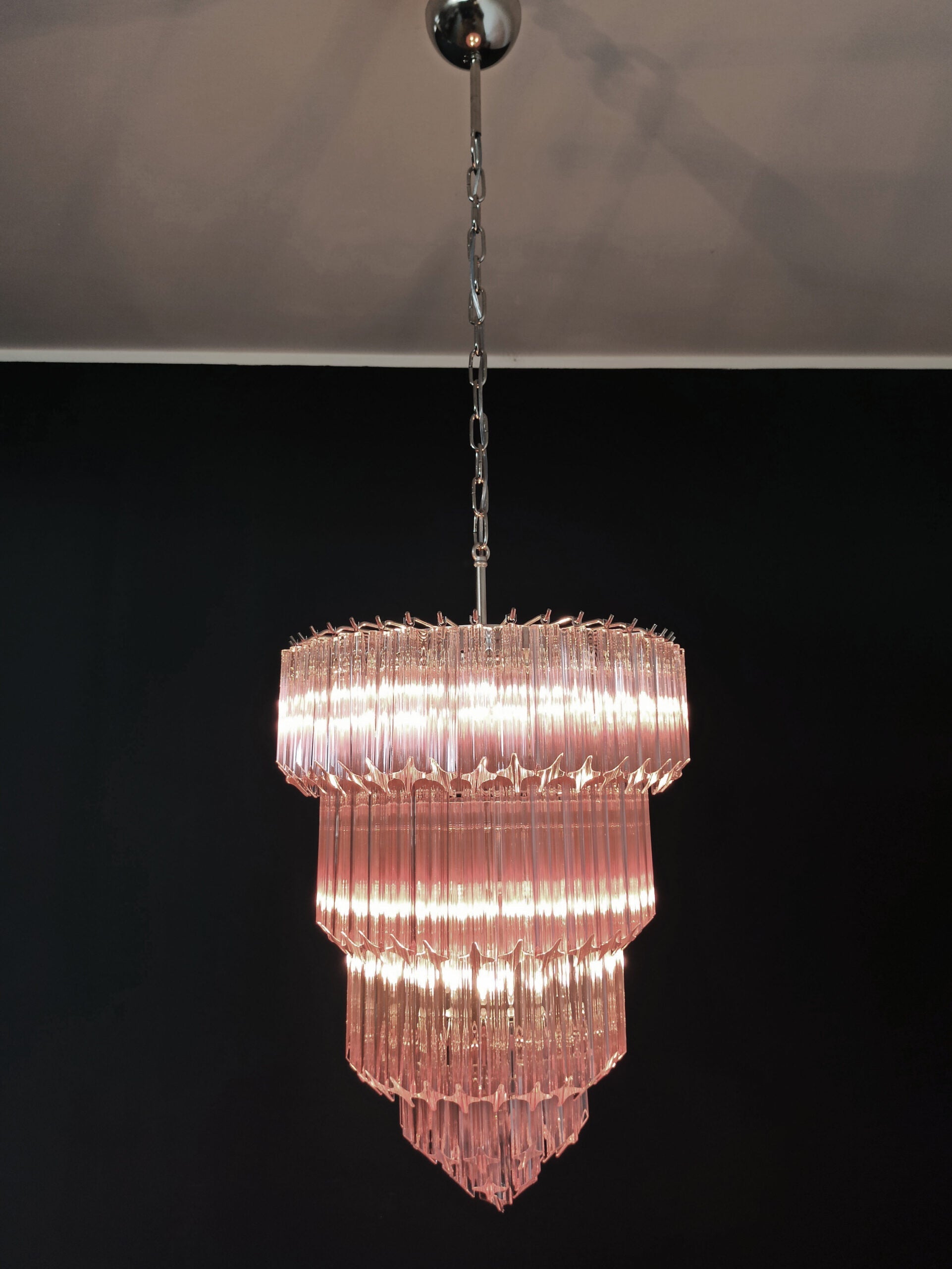 Mid-Century Murano Chandelier | Punto di Luce |  112 Pink Prism Glass