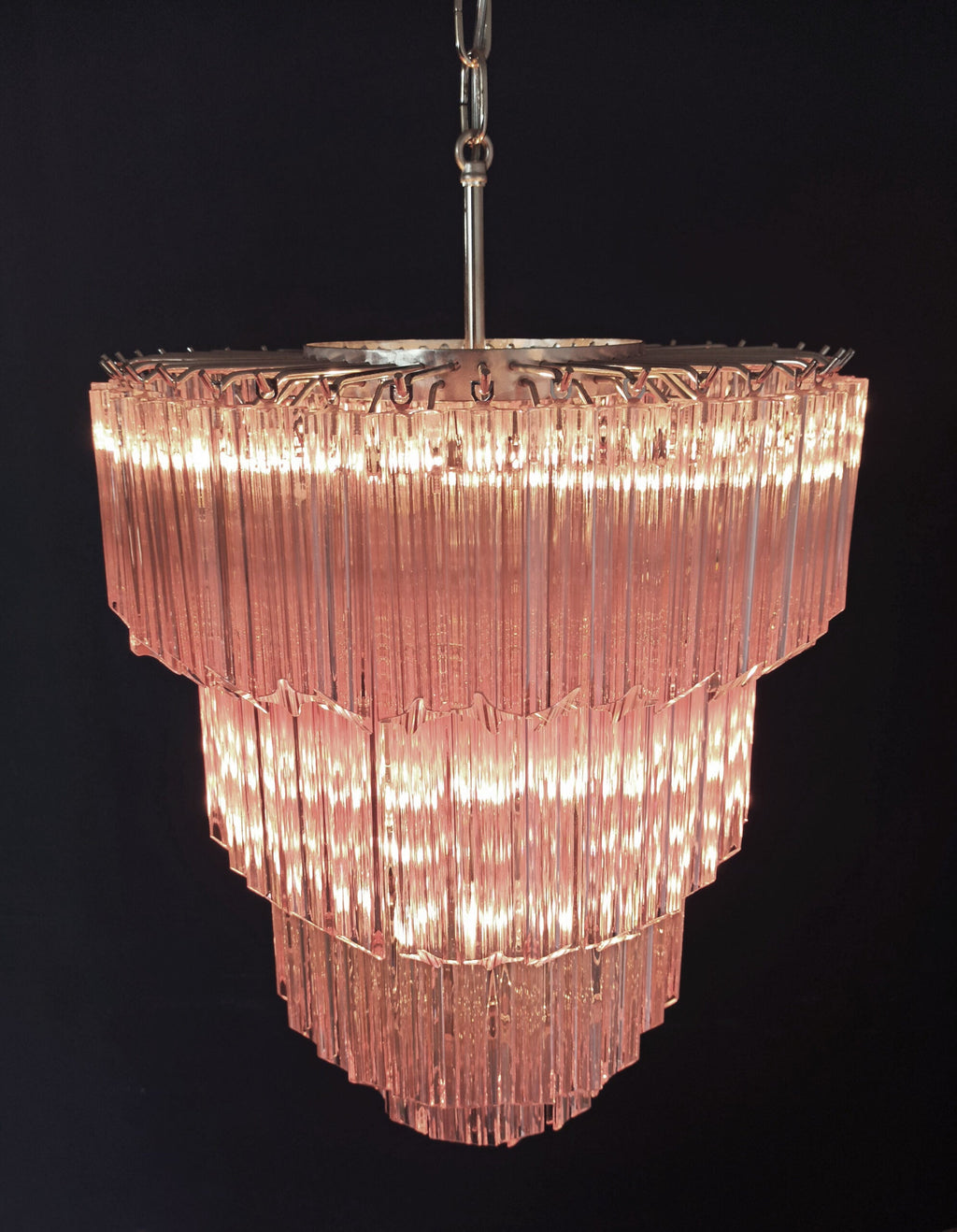 Mid-Century Murano Chandelier | Punto di Luce |  112 Pink Prism Glass
