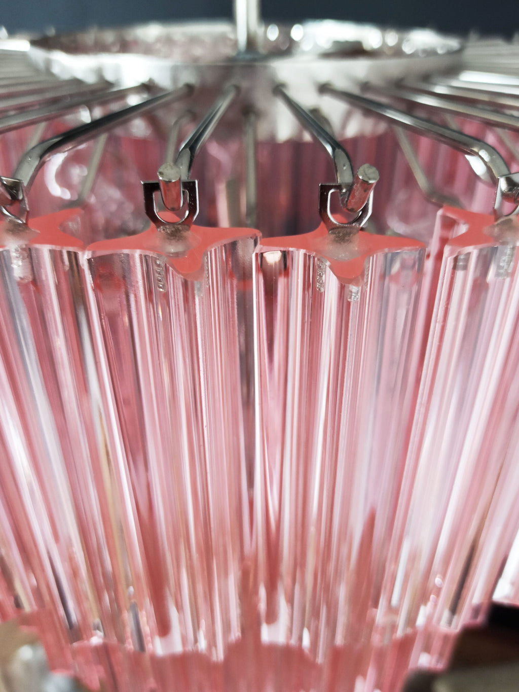 Mid-Century Murano Chandelier | Punto di Luce |  112 Pink Prism Glass