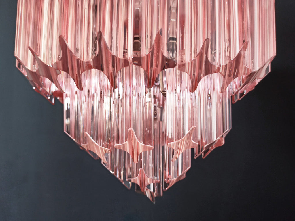 Mid-Century Murano Chandelier | Punto di Luce |  112 Pink Prism Glass