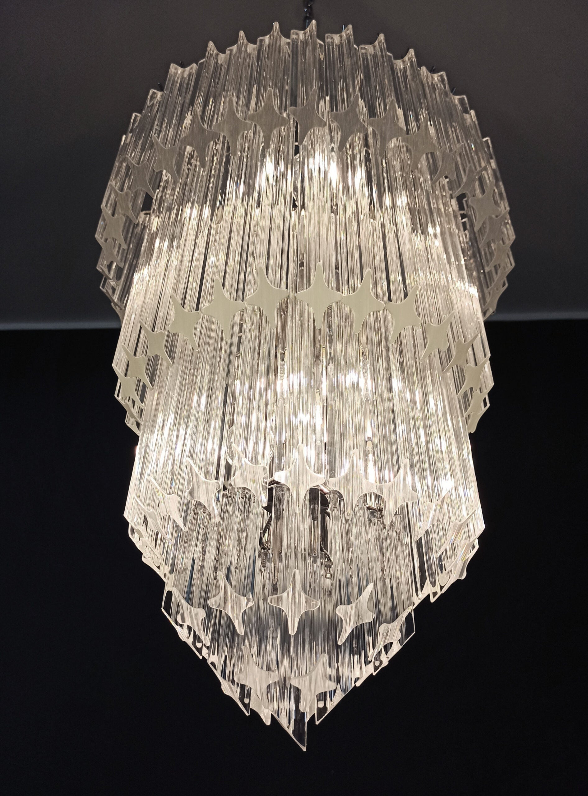 Mid-Century Murano Chandelier | Punto di Luce |  112 Clear Prism Glasses