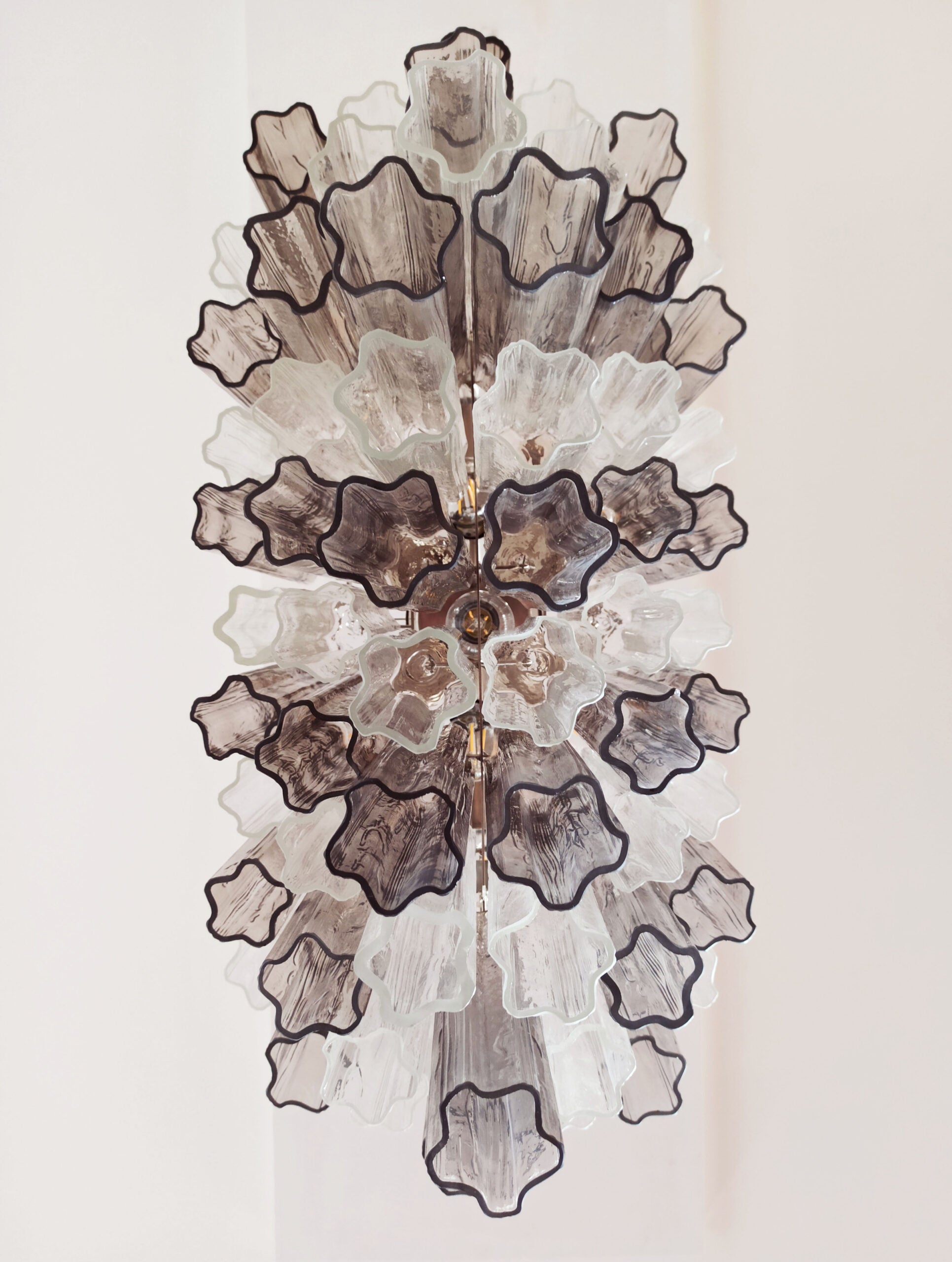 Mid-Century Murano Chandelier | Punto di Luce |  62 Clear and Smoky Glass Tubes