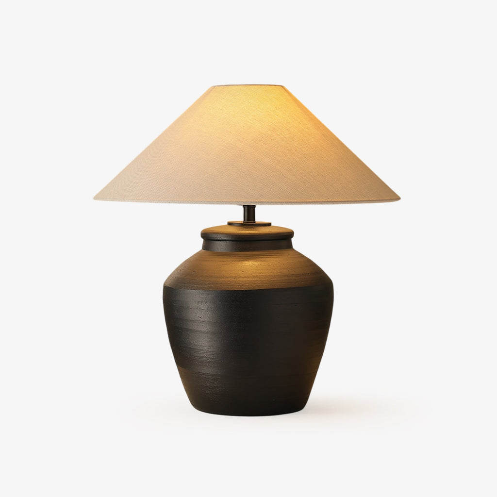 Lampă de masă rustică din ceramică neagră 