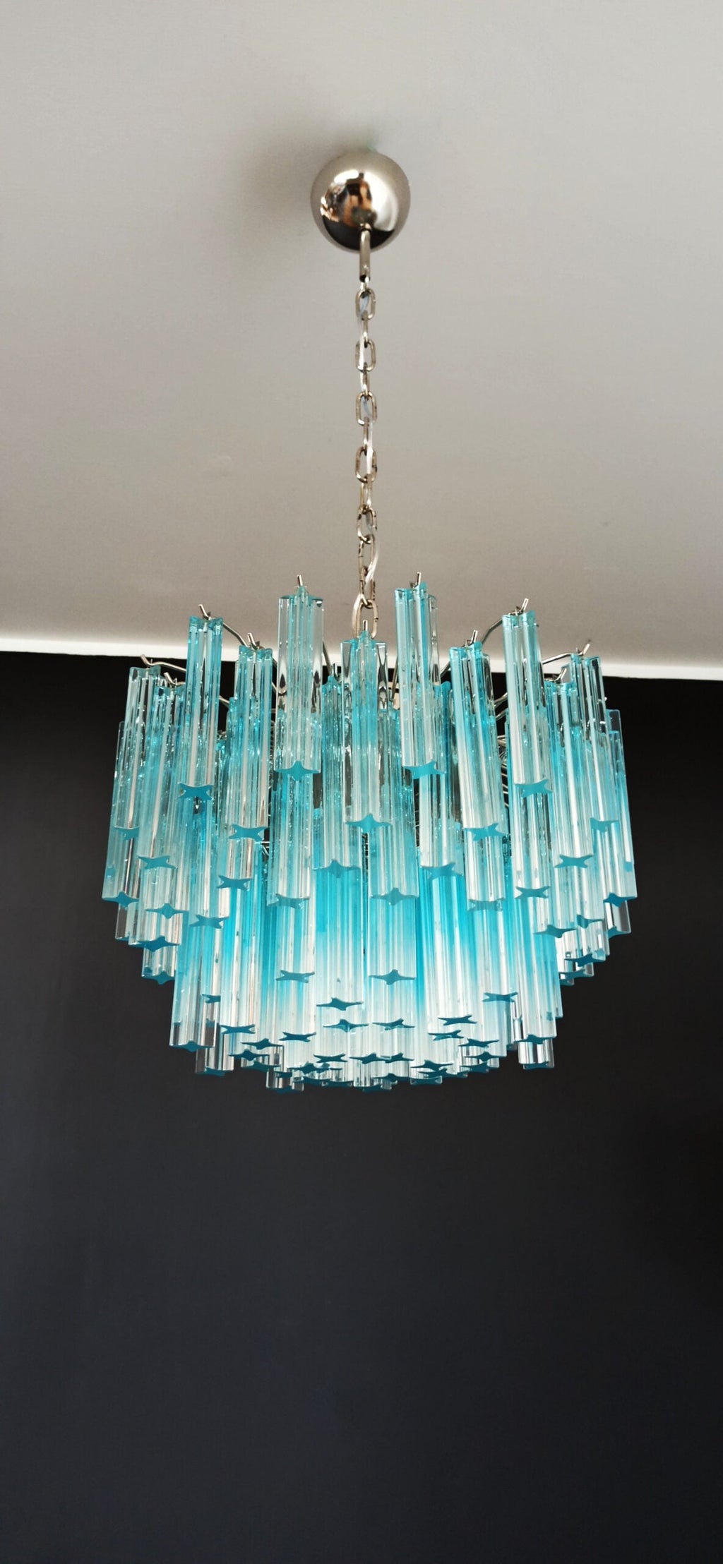 Mid-Century Murano Chandelier | Punto di Luce |  107 Blue Prism Glass