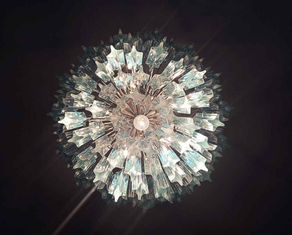 Mid-Century Murano Chandelier | Punto di Luce |  107 Blue Prism Glass