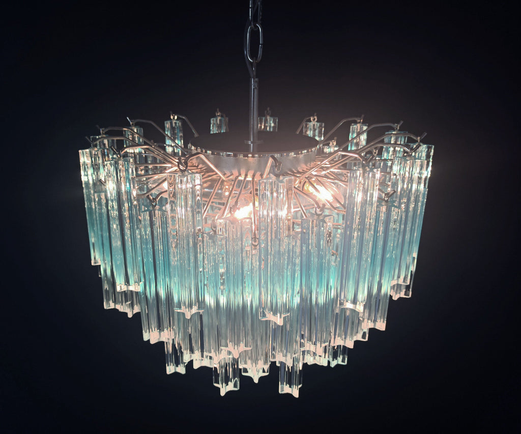 Mid-Century Murano Chandelier | Punto di Luce |  107 Blue Prism Glass