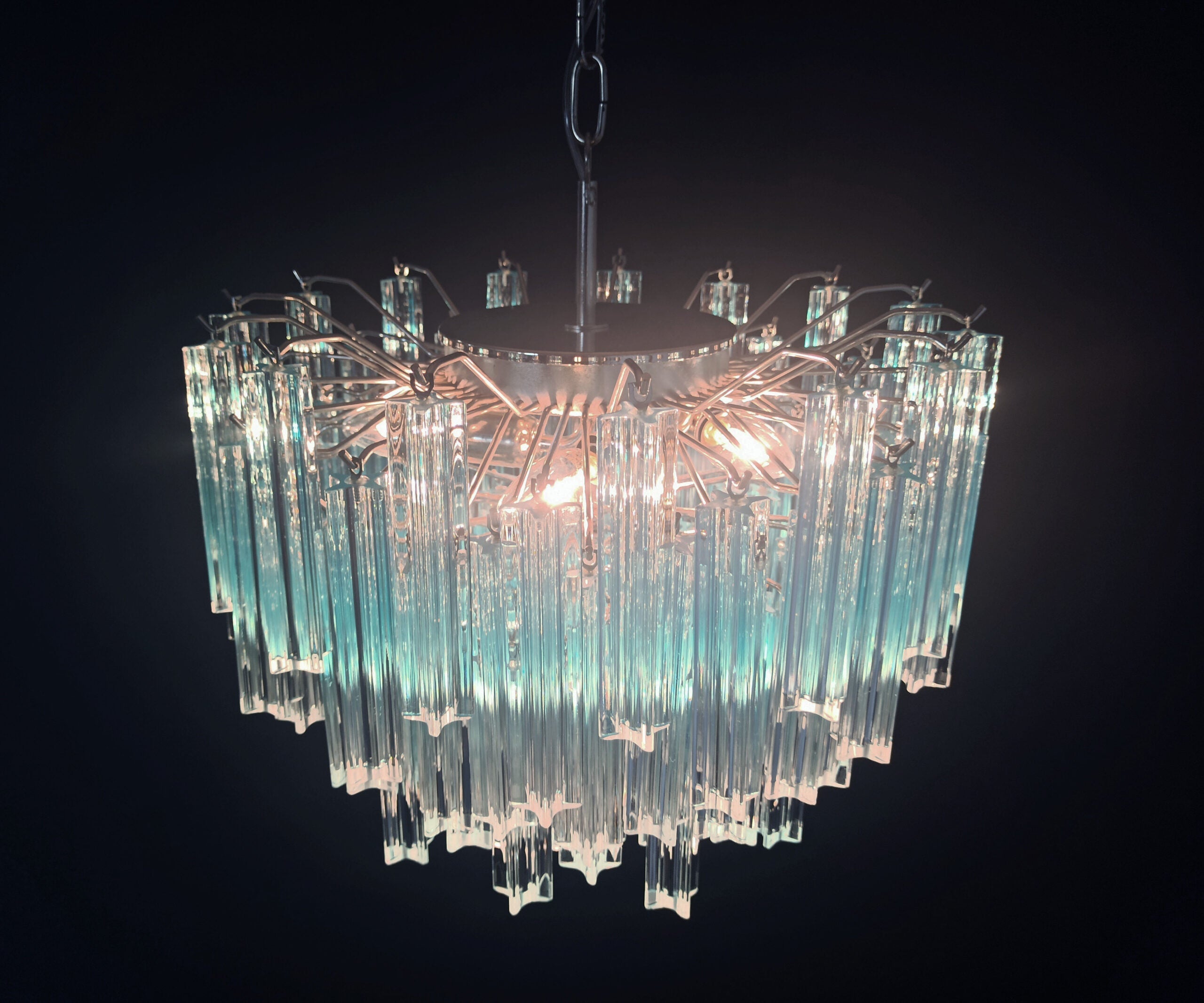 Mid-Century Murano Chandelier | Punto di Luce |  107 Blue Prism Glass