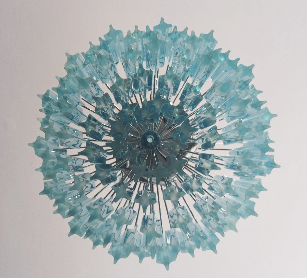Mid-Century Murano Chandelier | Punto di Luce |  107 Blue Prism Glass